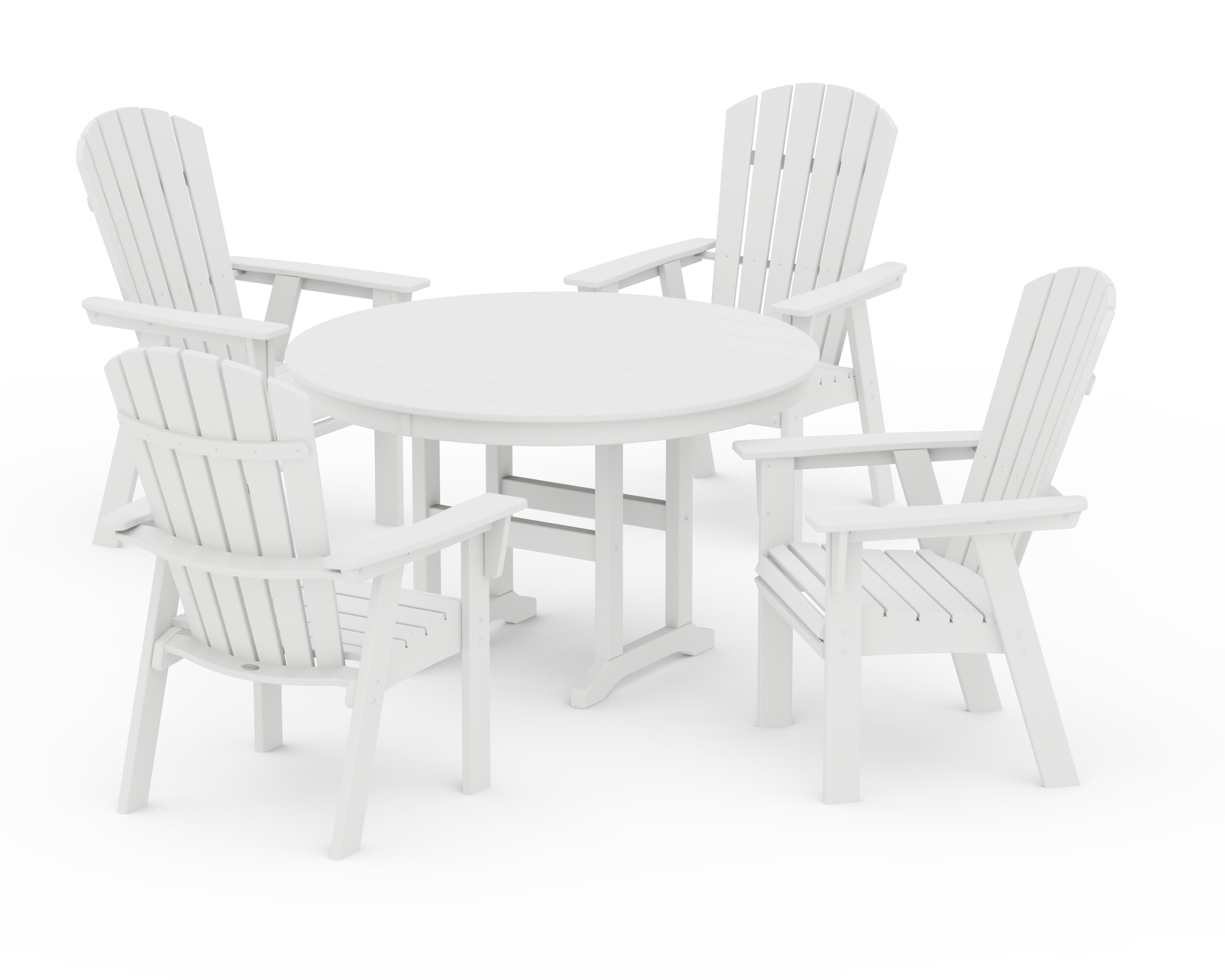 Nautical Adirondack 5-Piece Round Farmhouse Dining Set in White