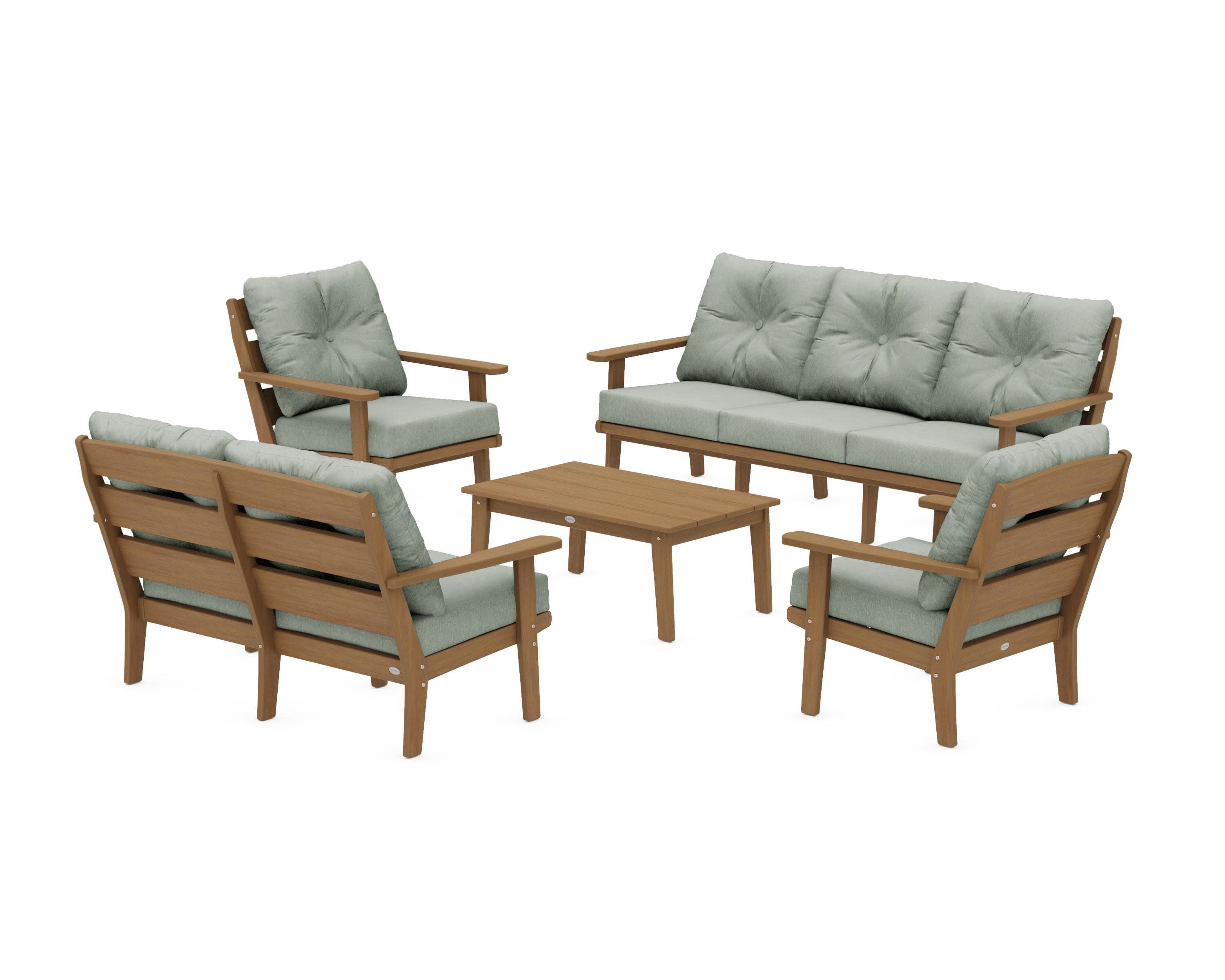 Lakeside 5-Piece Lounge Sofa Set in Natural / Cast Sage