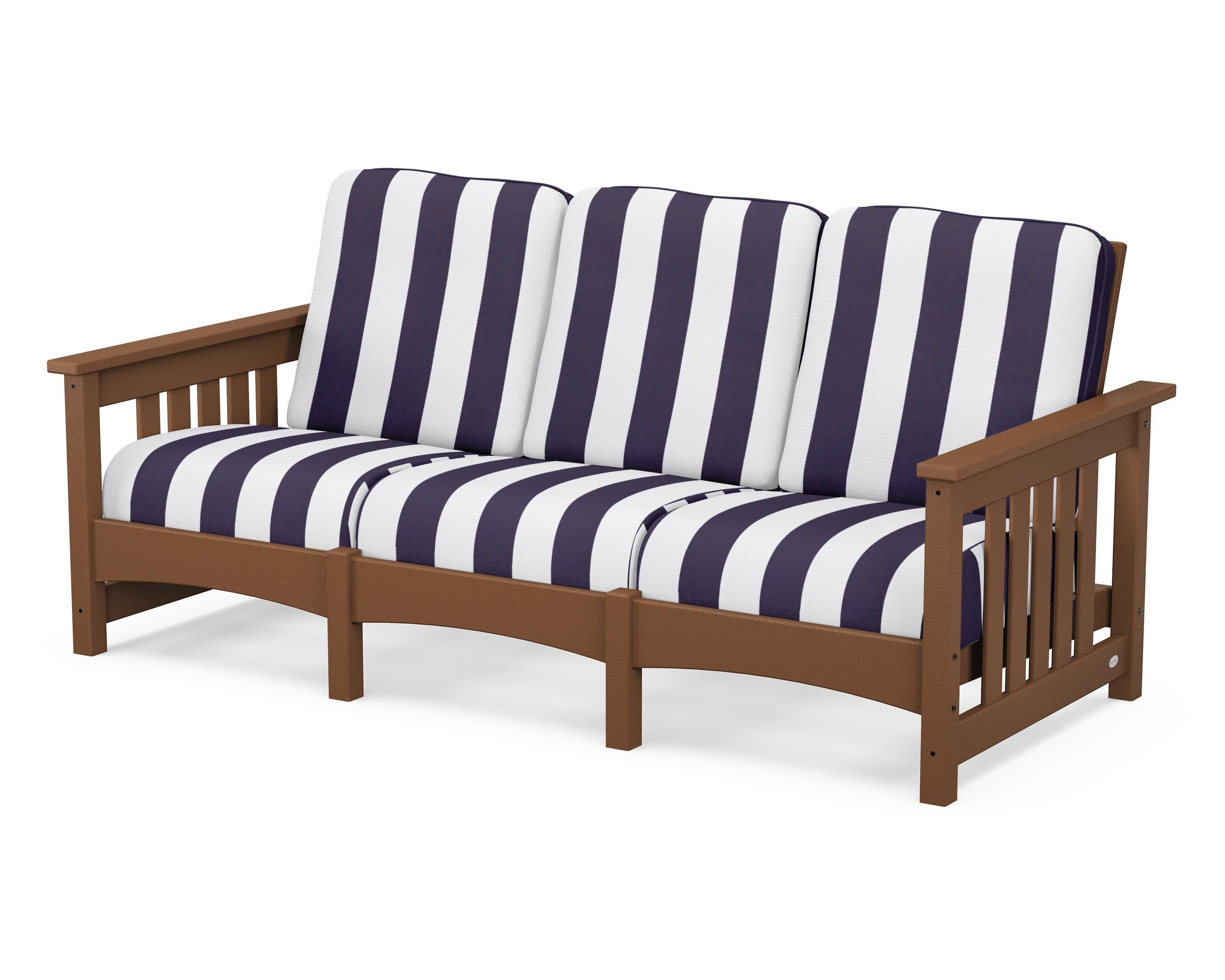 Club Mission Sofa in Teak / Cabana Stripe Navy