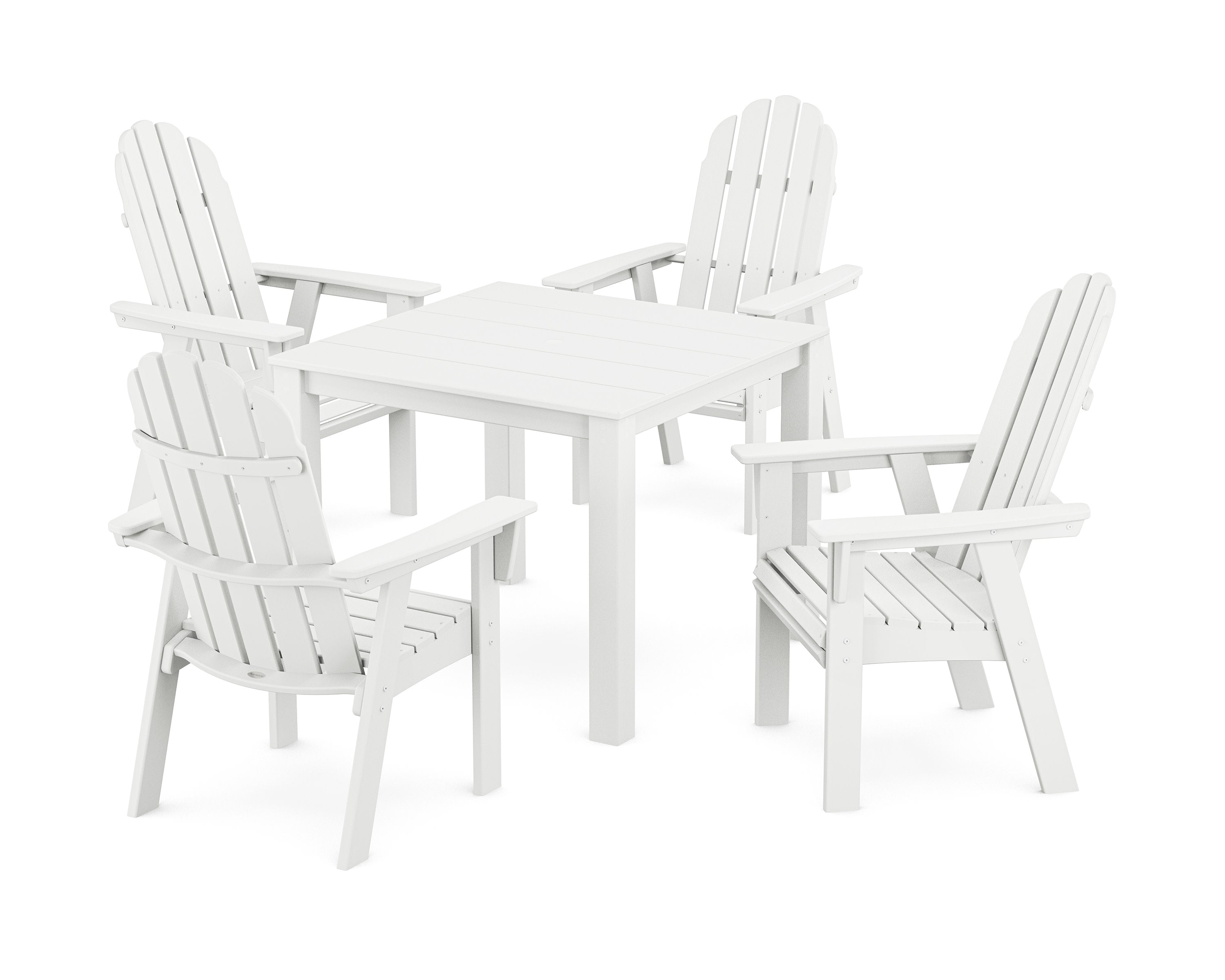 Vineyard Curveback Adirondack 5-Piece Parsons Dining Set in White