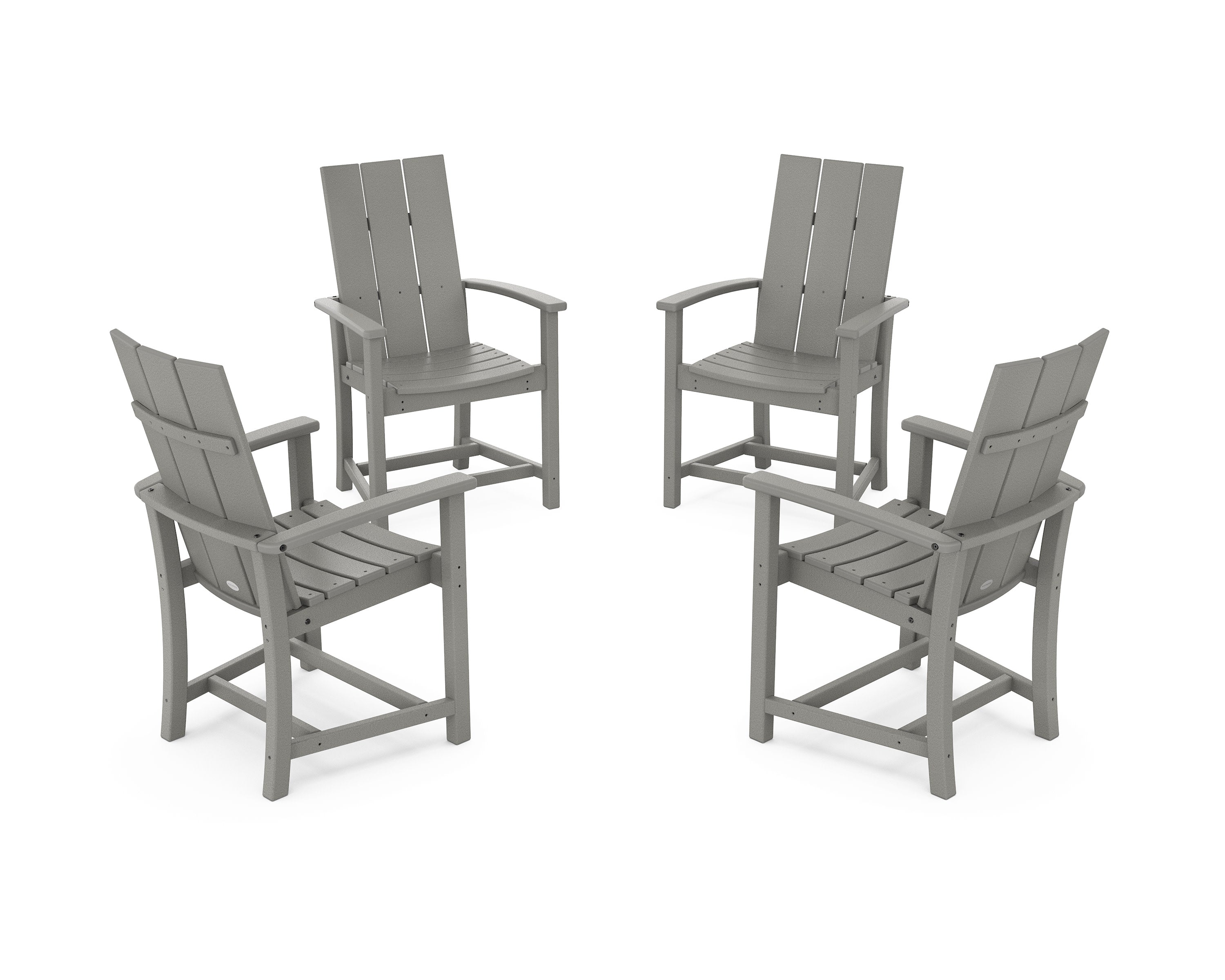 Modern 4-Piece Upright Adirondack Conversation Set in Slate Grey