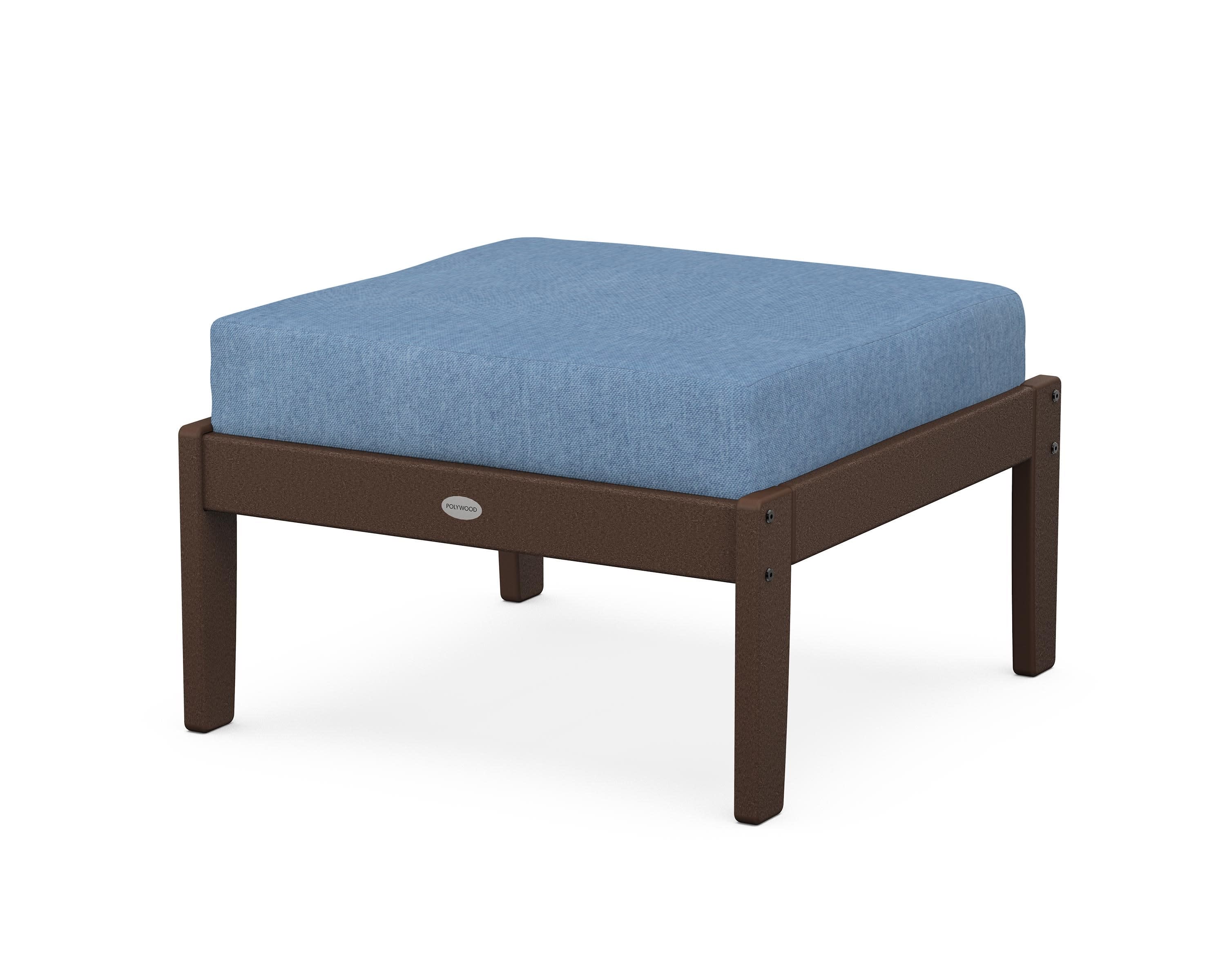 Braxton Deep Seating Ottoman in Mahogany / Sky Blue