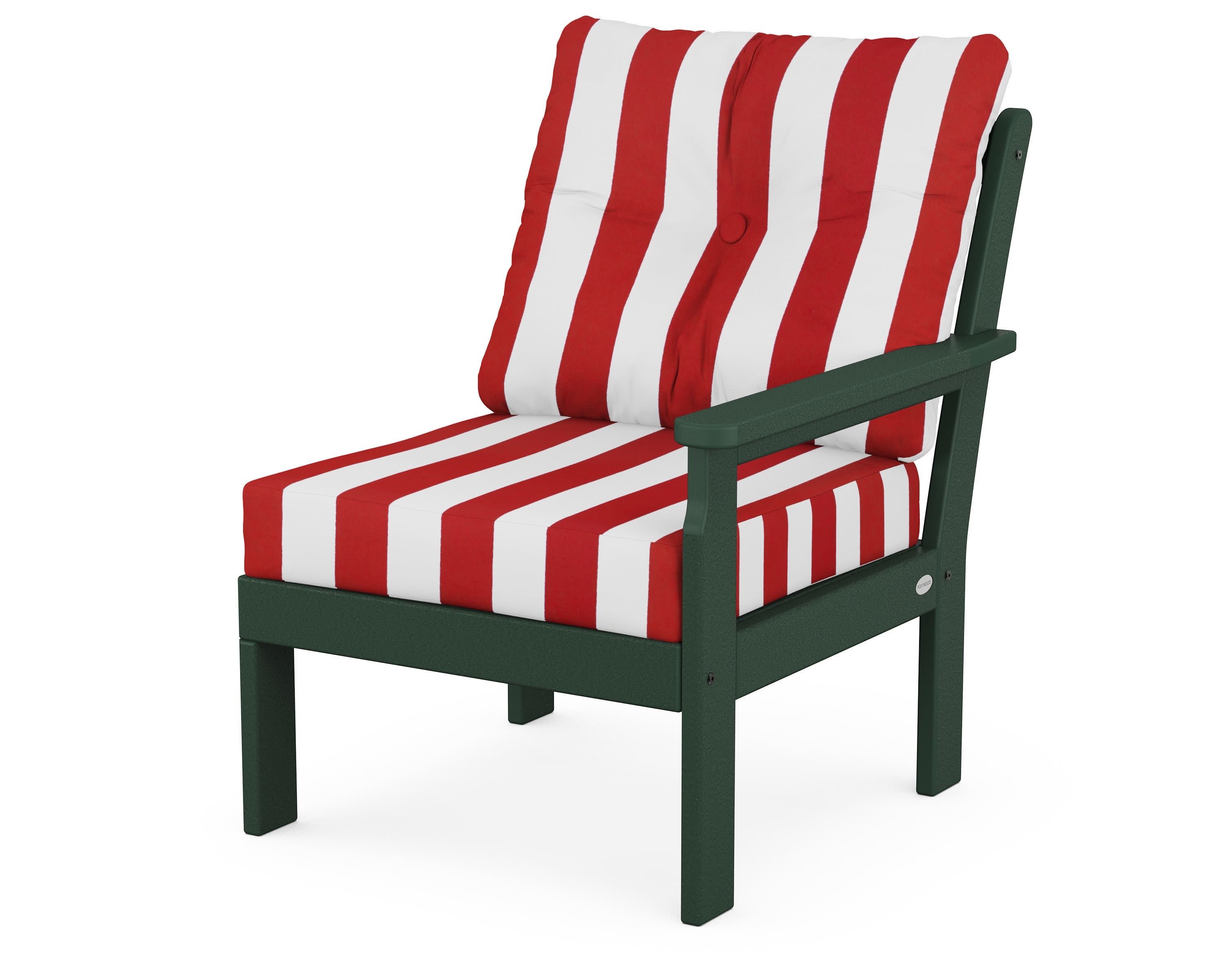 Vineyard Modular Right Arm Chair in Green / Cabana Stripe Crimson