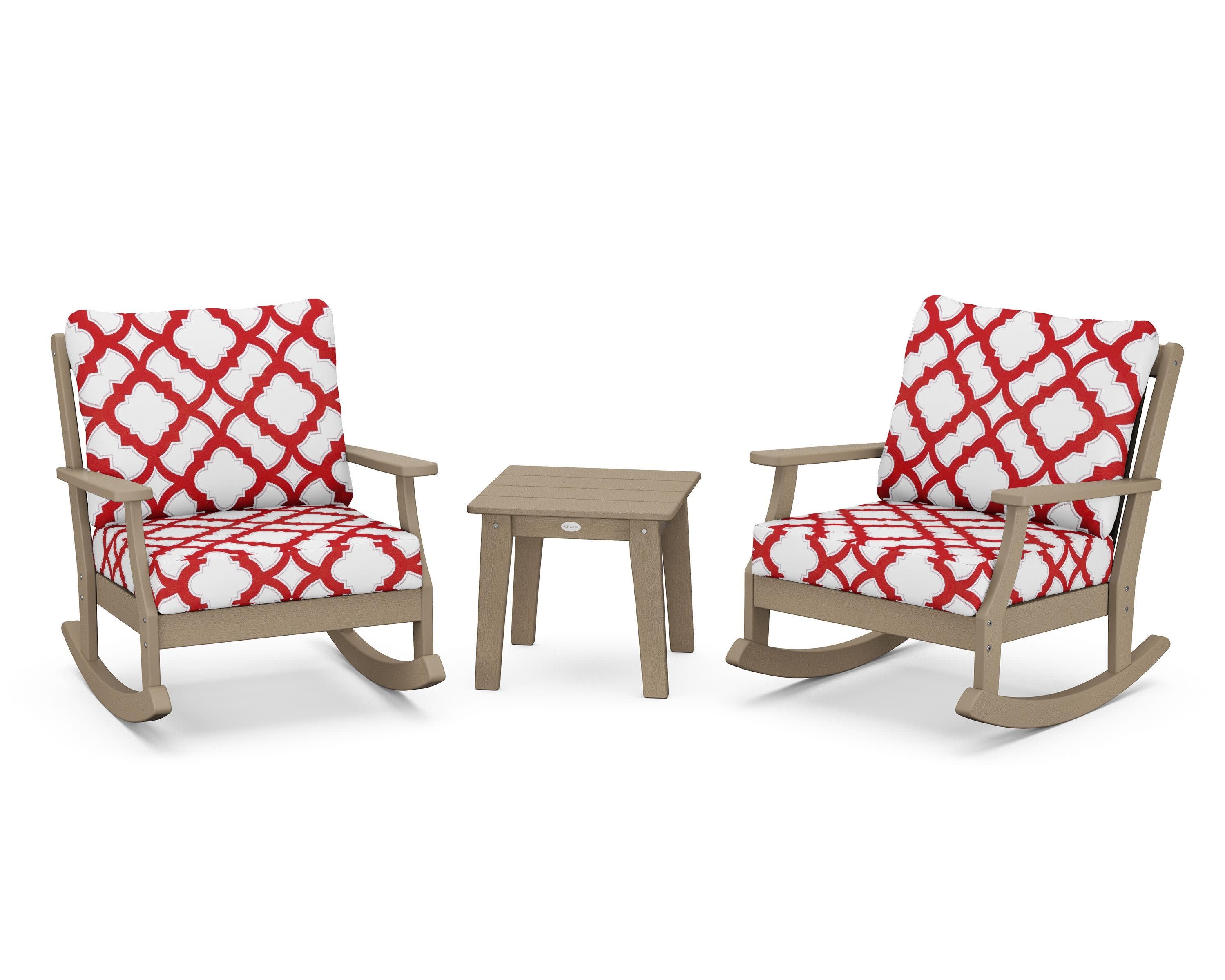 Braxton 3-Piece Deep Seating Rocker Set in Vintage Sahara / Trellis Crimson