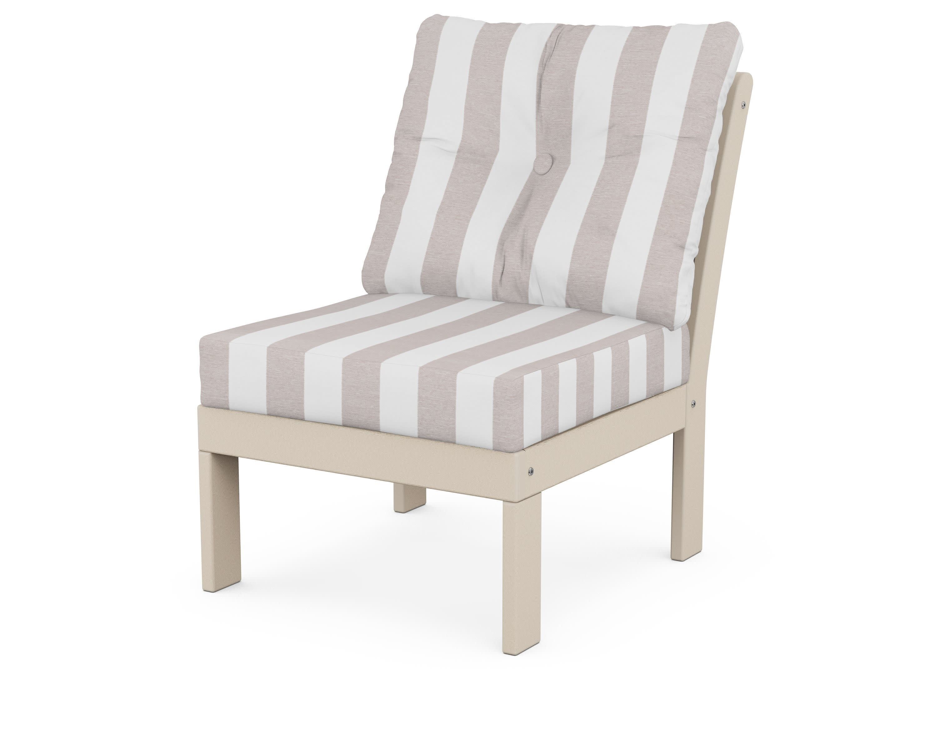 Vineyard Modular Armless Chair in Sand / Cabana Stripe Dune Burlap