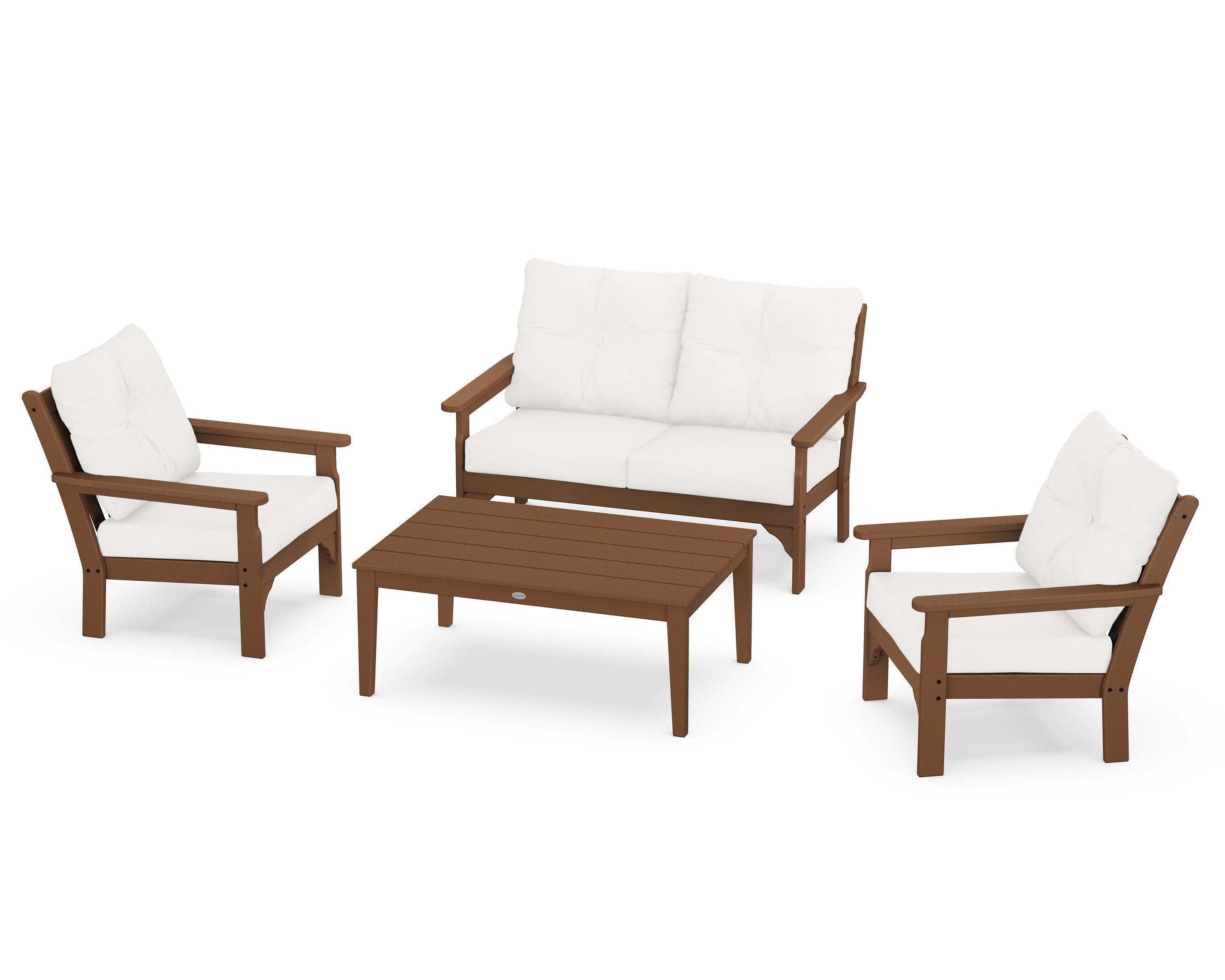 Vineyard 4-Piece Deep Seating Set in Teak / Natural Linen