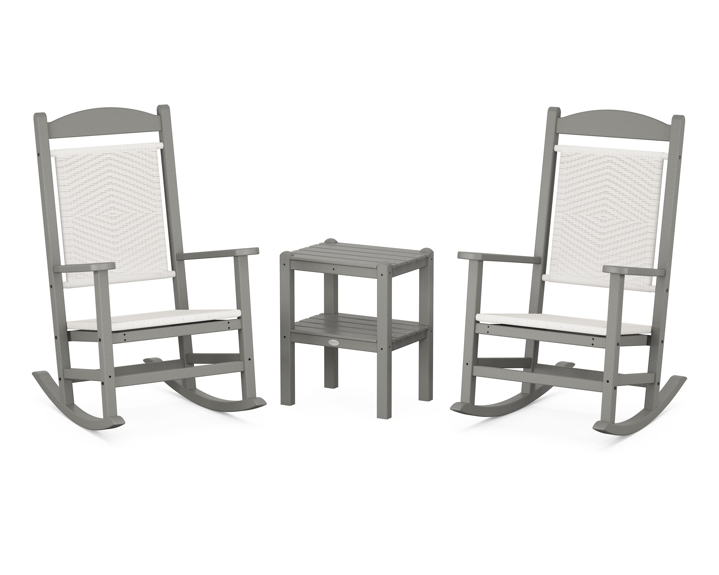 Presidential Woven Rocker 3-Piece Set in Slate Grey / White Loom