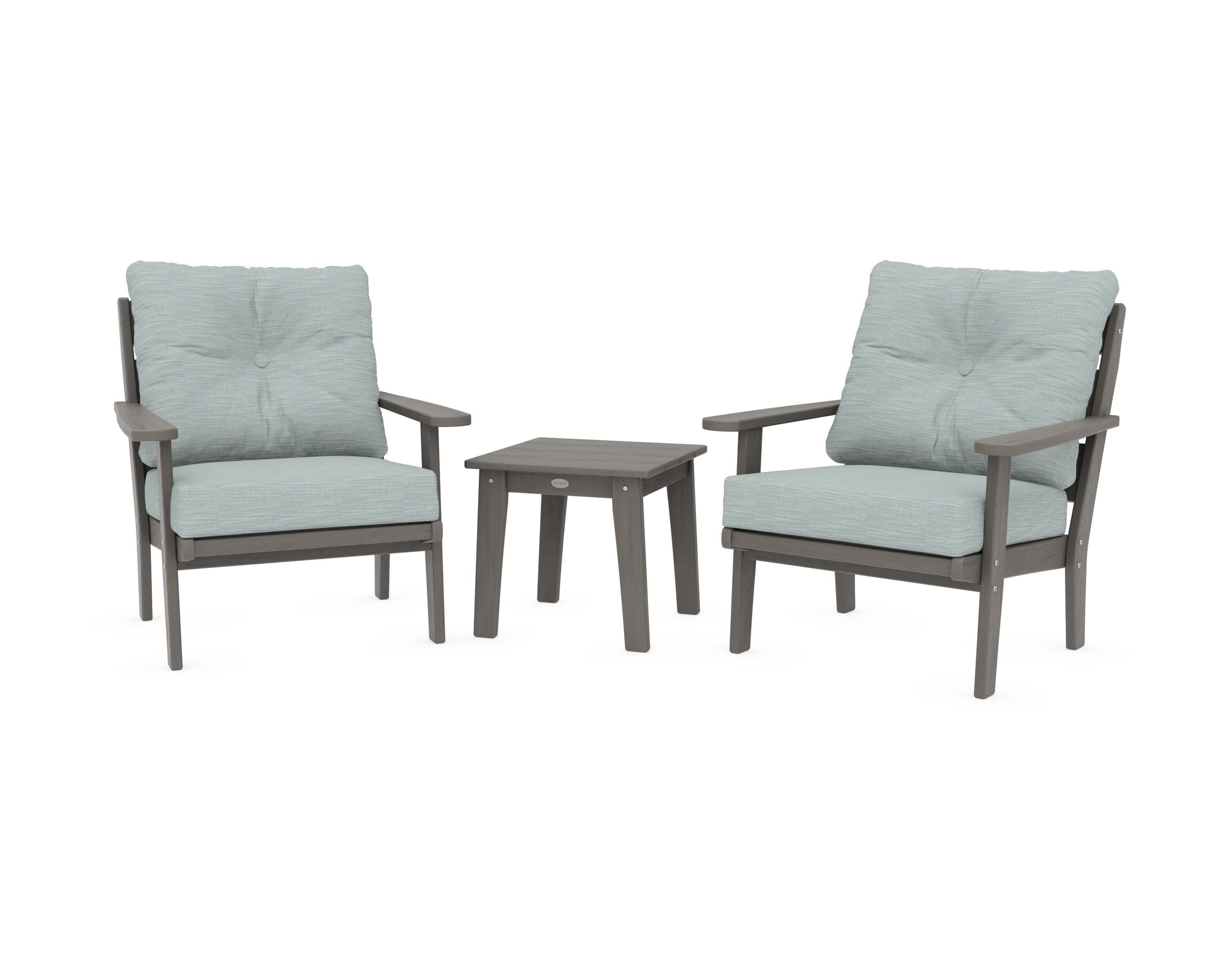 Lakeside 3-Piece Deep Seating Chair Set in Driftwood / Soothe Mist