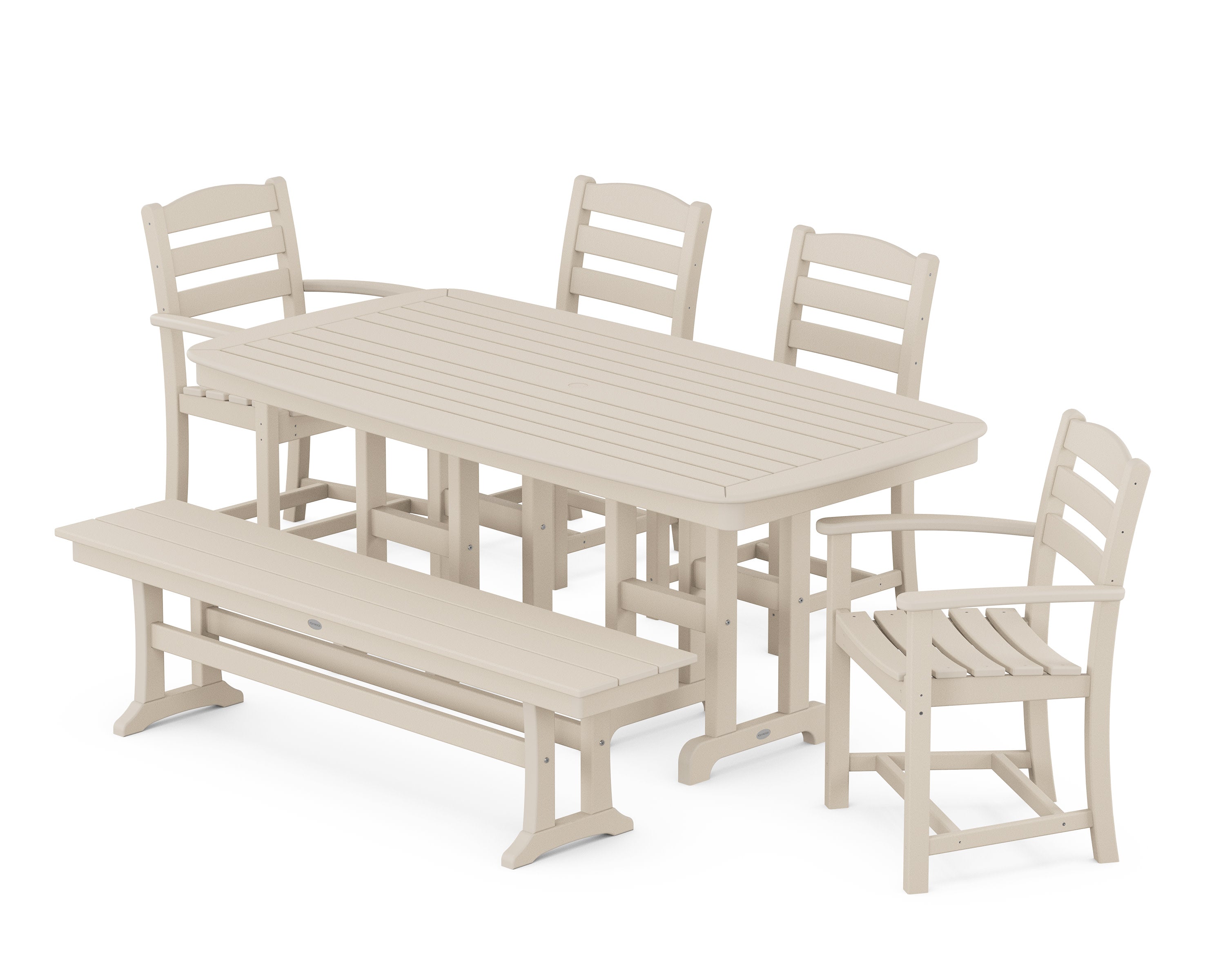 La Casa Caf 6-Piece Dining Set with Bench in Sand
