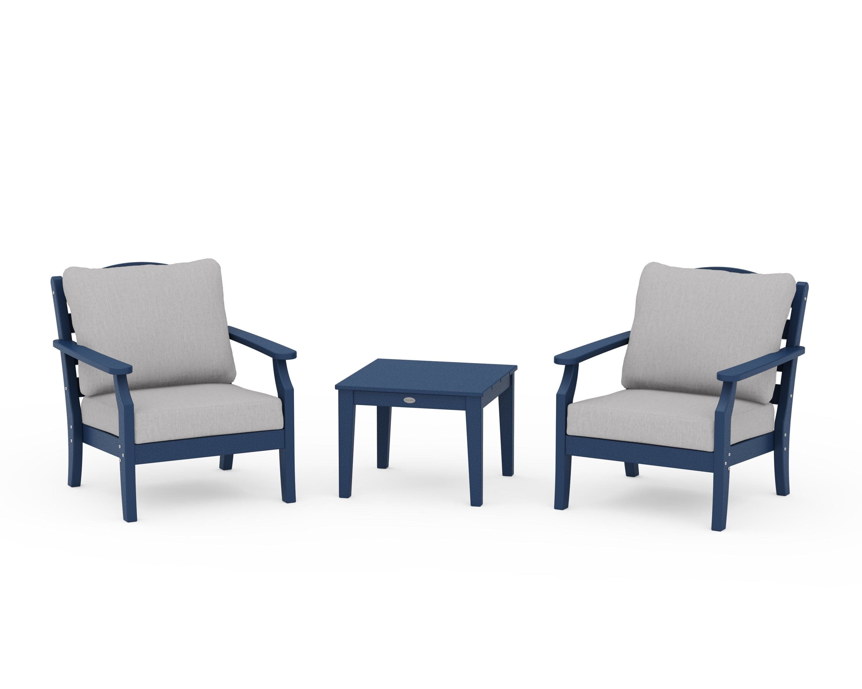 Savannah 3-Piece Deep Seating Set in Navy / Granite