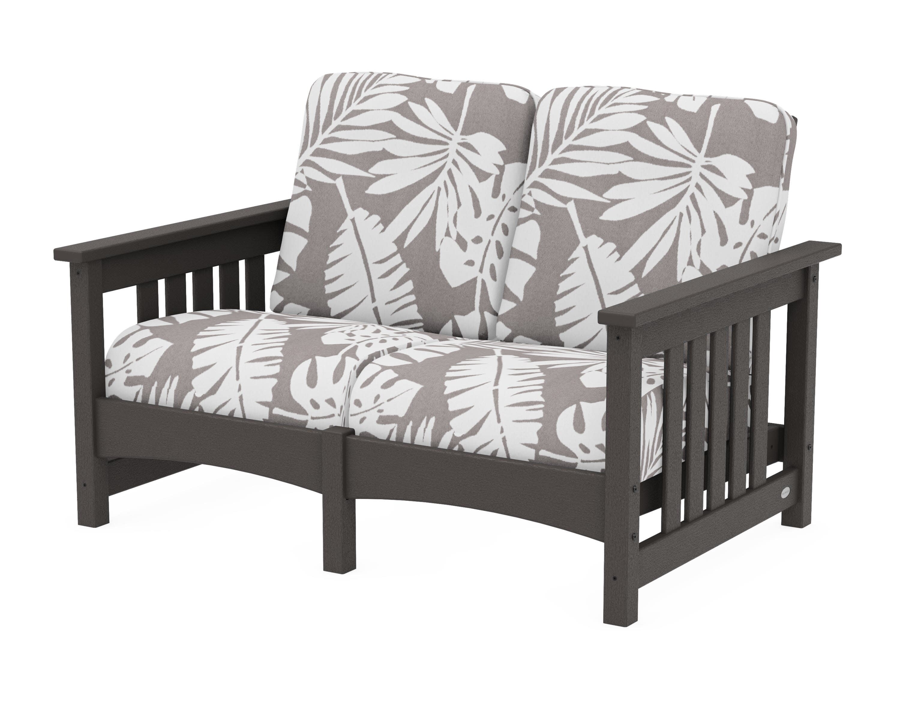 Club Mission Loveseat in Vintage Coffee / Leaf Grey Mist