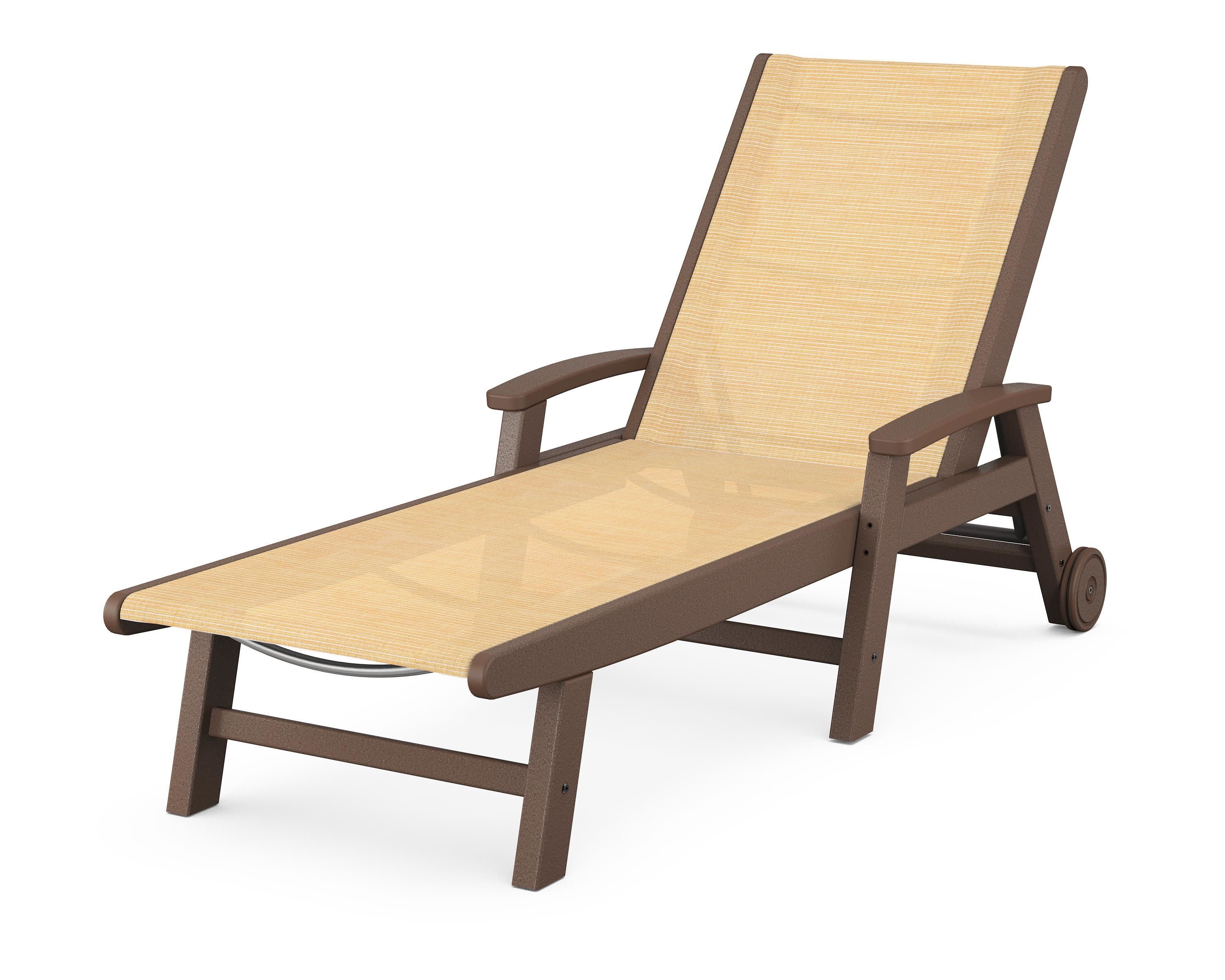 Coastal Chaise with Wheels in Mahogany / Dupioni Apricot Sling