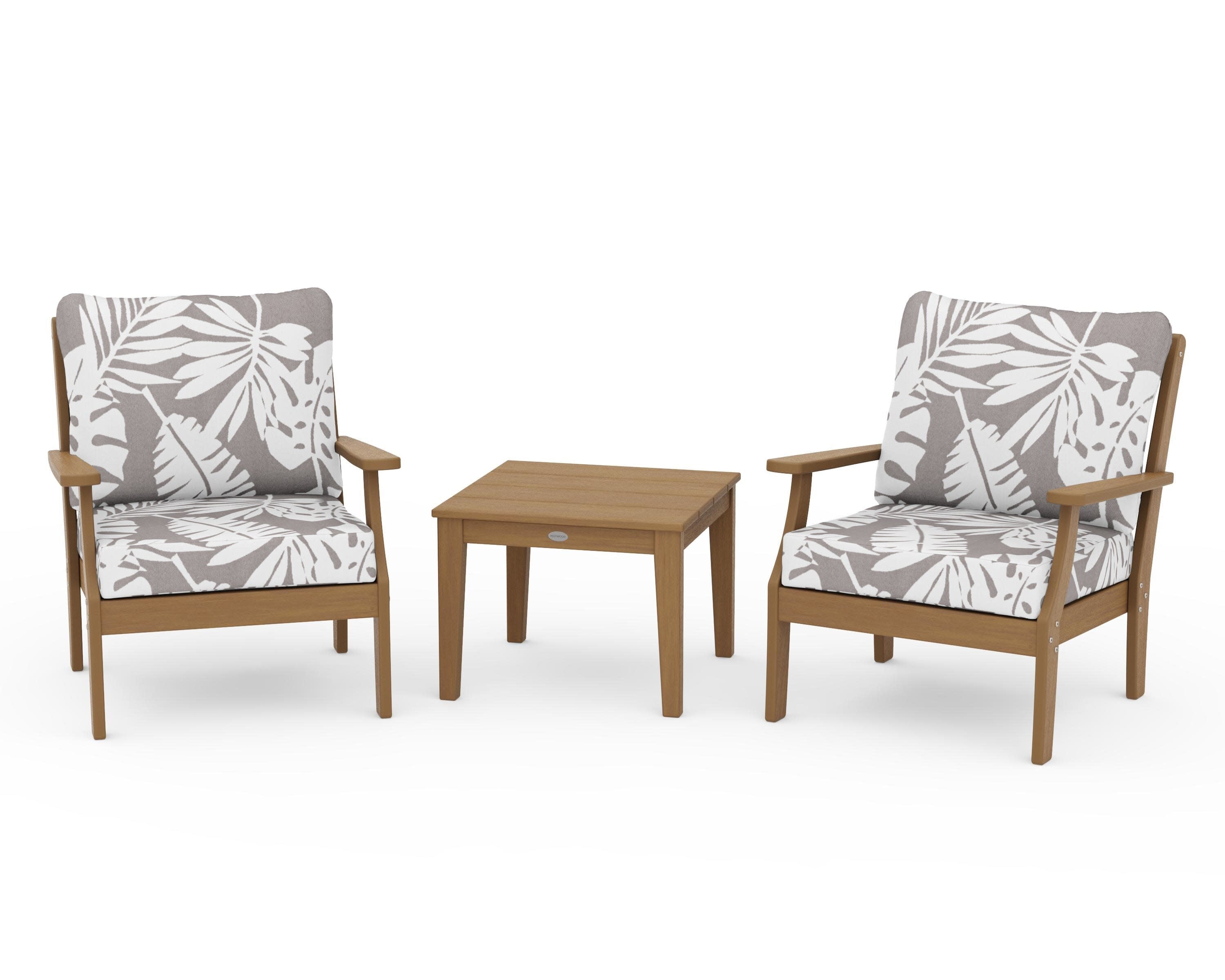 Braxton 3-Piece Deep Seating Set in Natural / Leaf Grey Mist