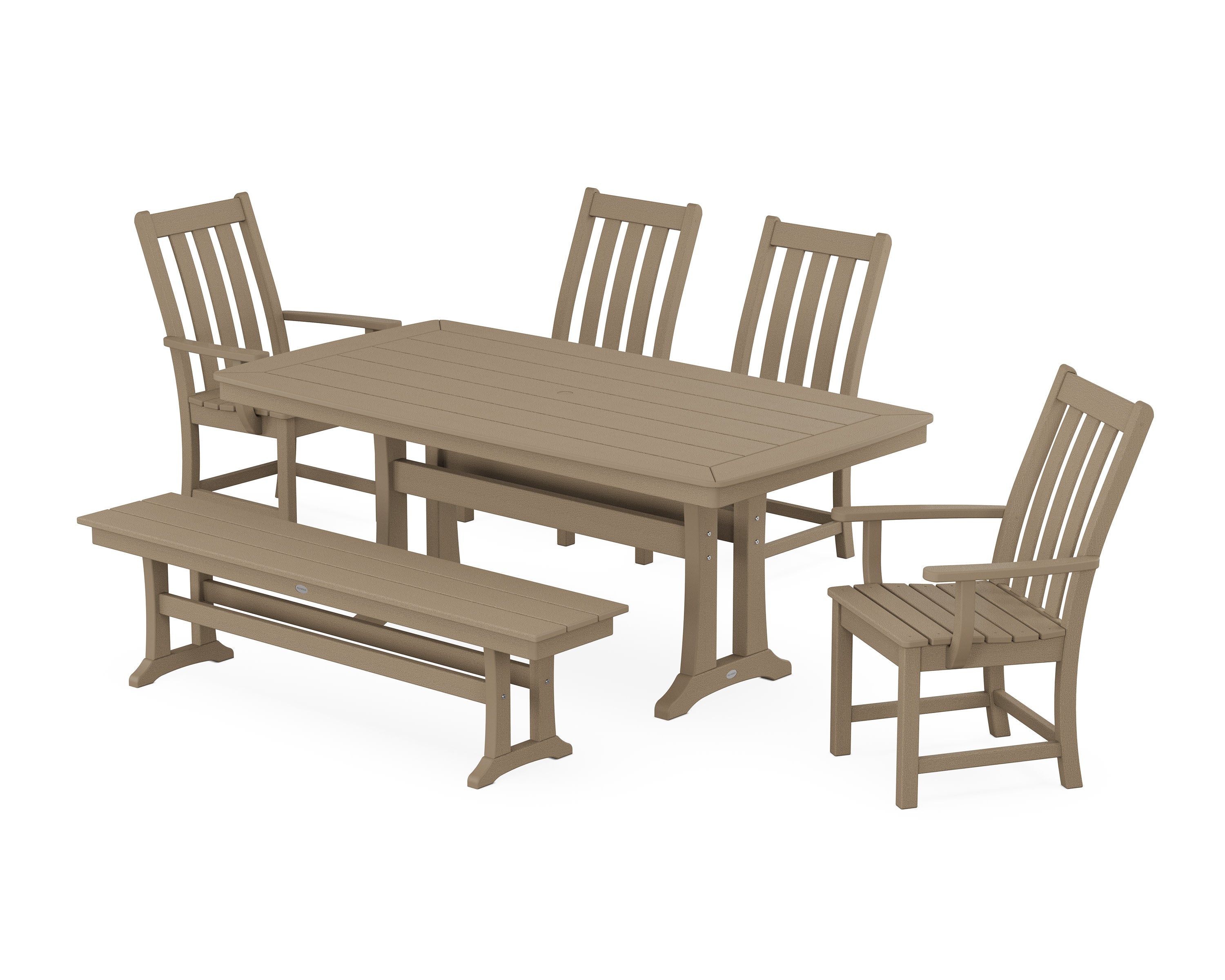 Vineyard 6-Piece Dining Set with Trestle Legs in Vintage Sahara