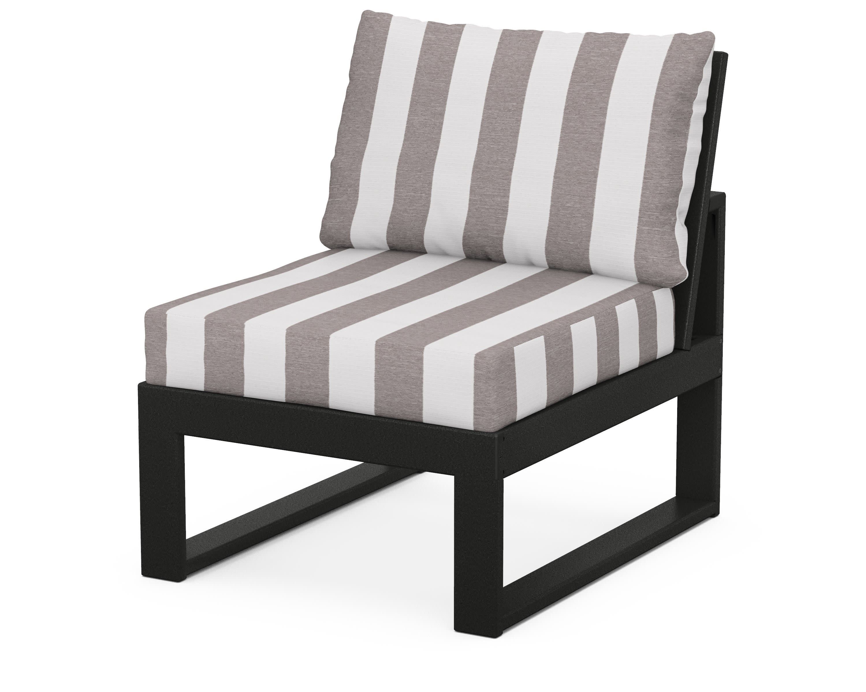 Modular Armless Chair in Black / Cabana Stripe Grey Mist
