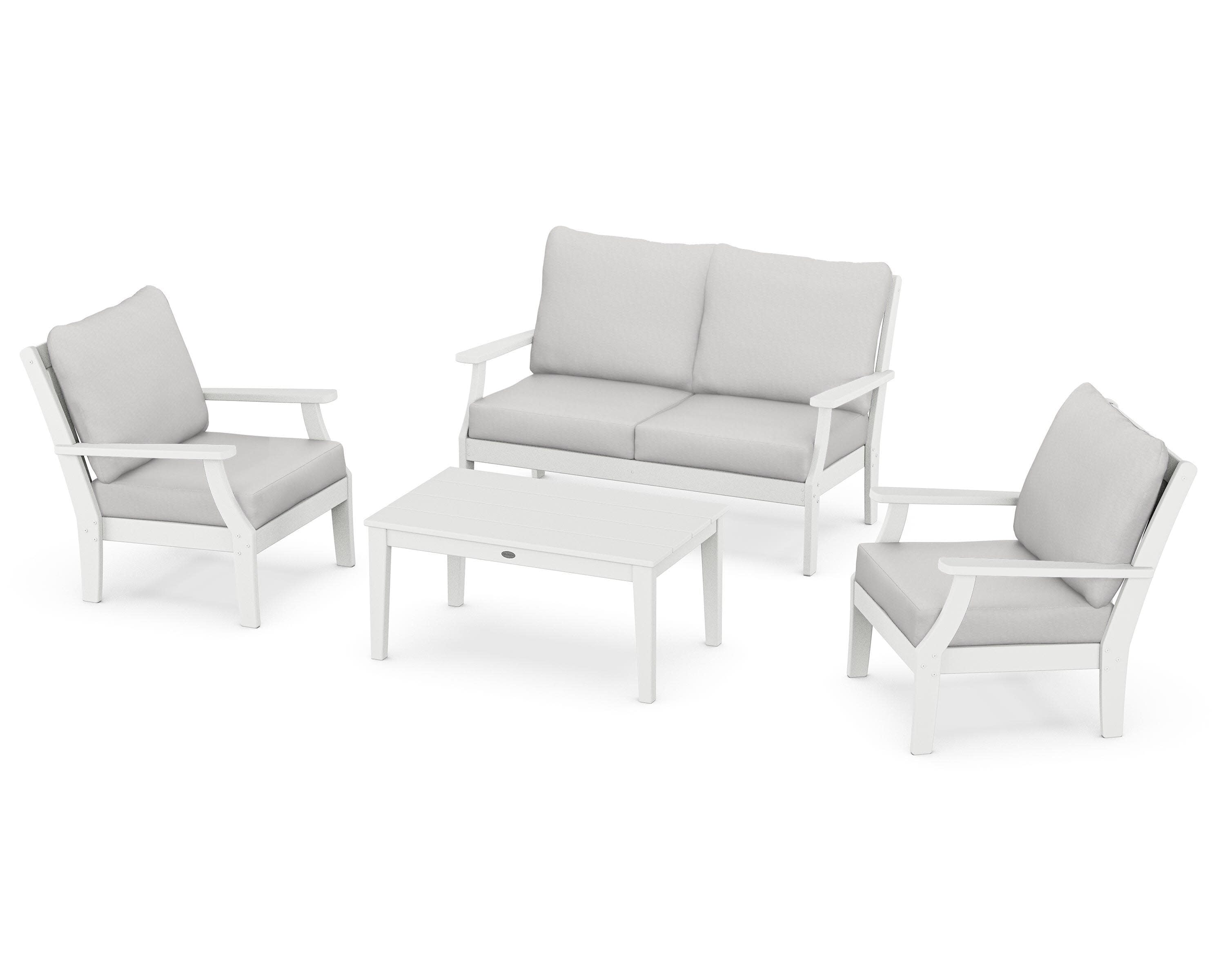 Braxton 4-Piece Deep Seating Chair Set in White / Diamond in the Rough