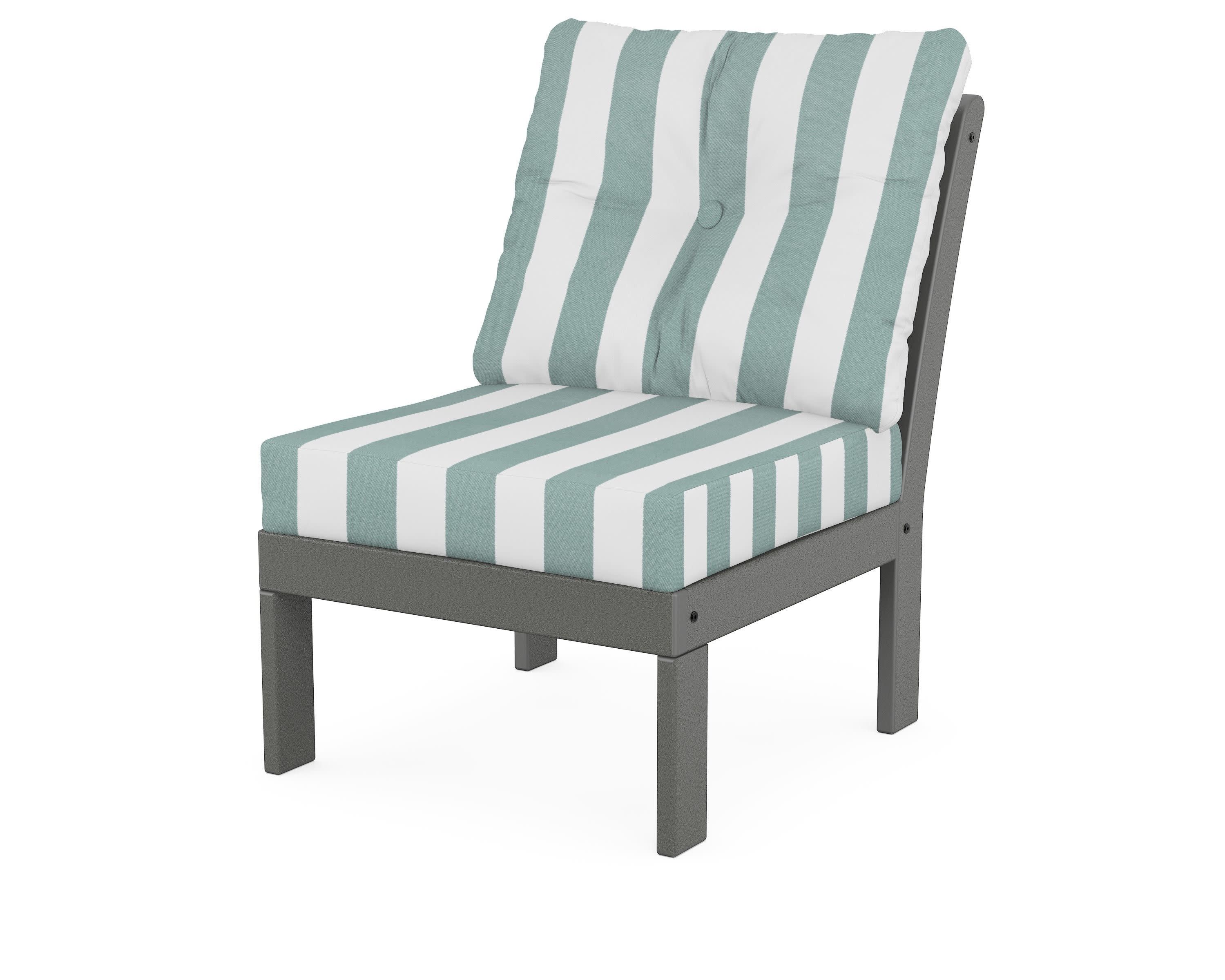 Vineyard Modular Armless Chair in Slate Grey / Cabana Stripe Glacier Spa