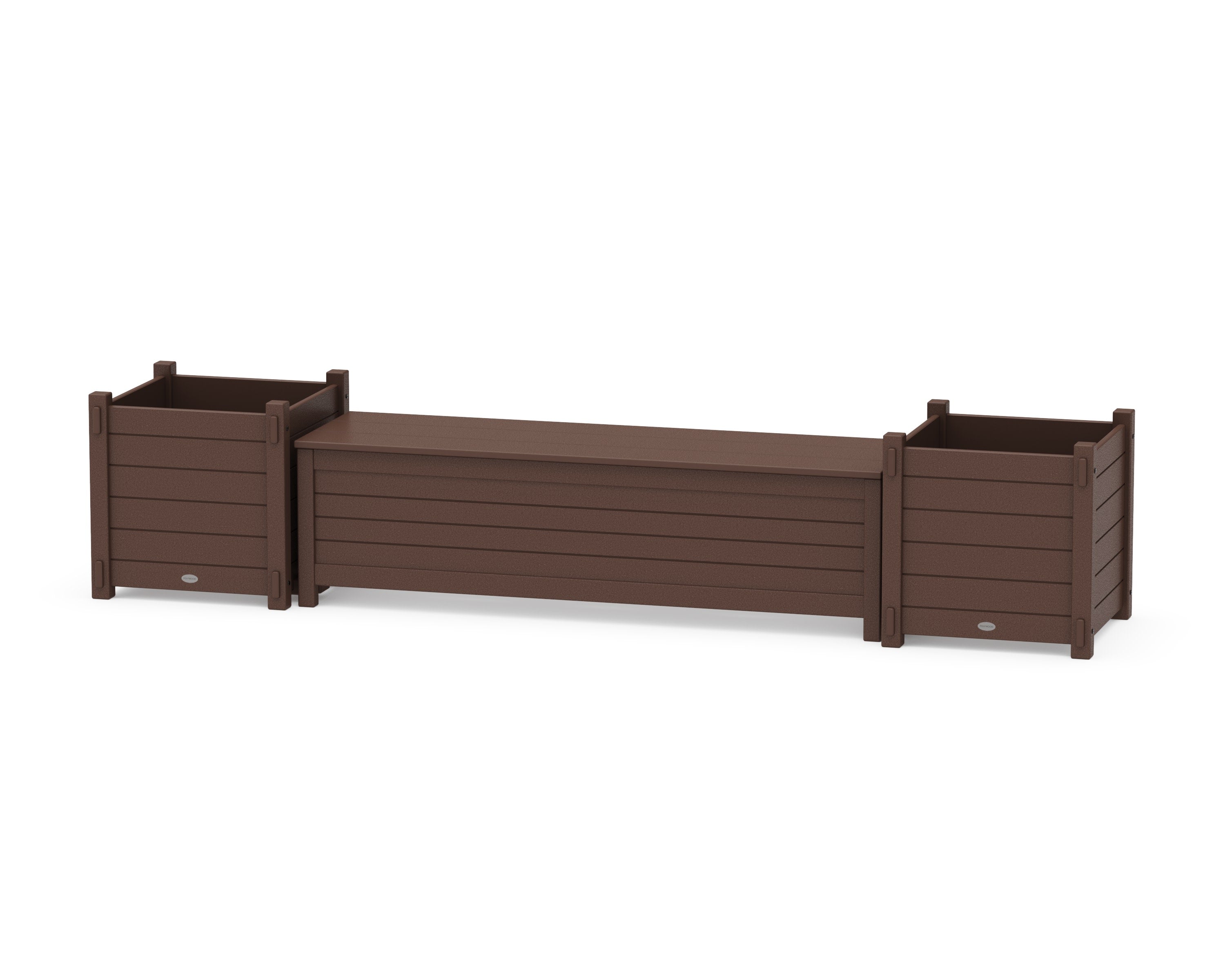 60" Nautical Straight Planter Storage Bench Set- Large in Mahogany