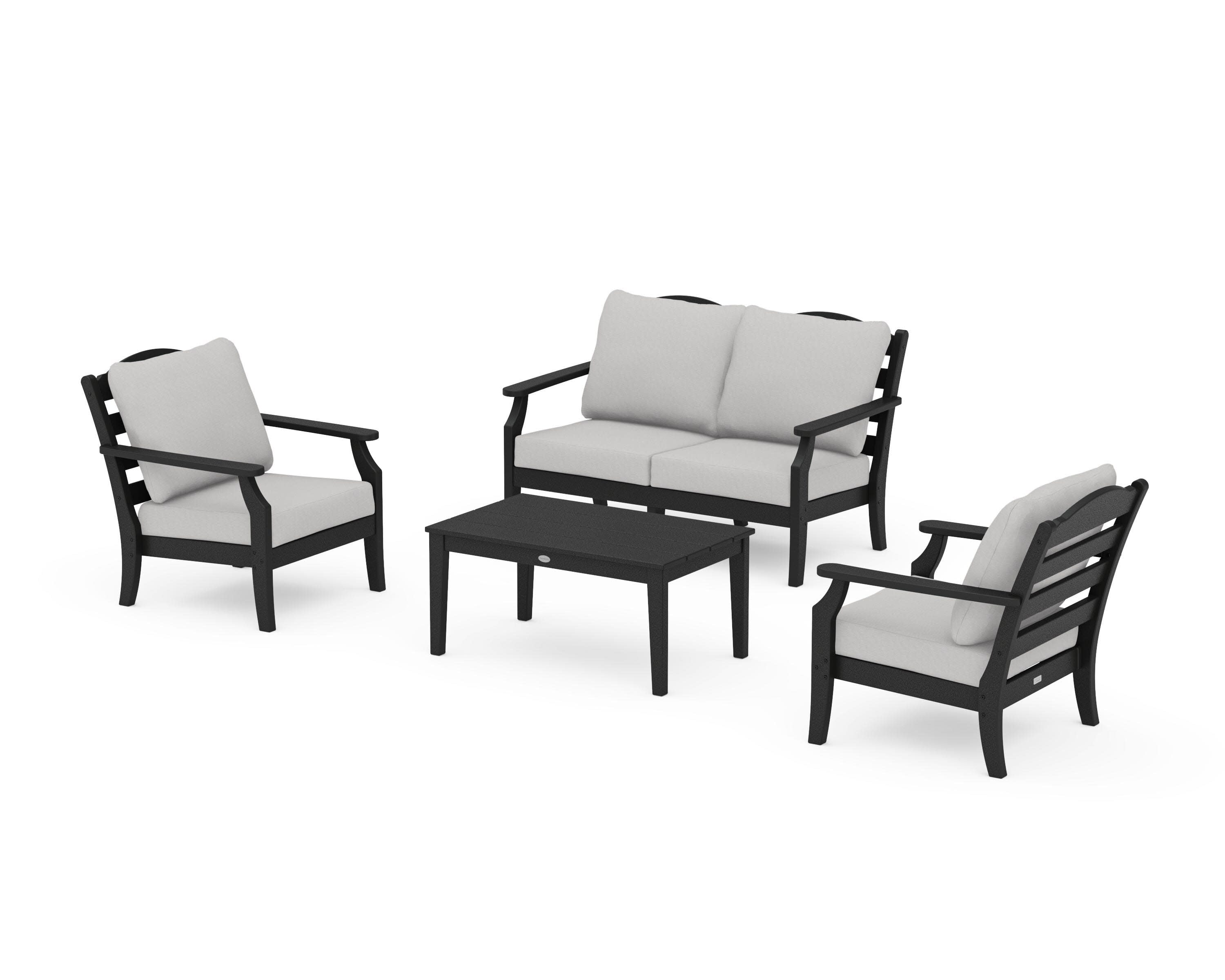 Savannah 4-Piece Deep Seating Set with Loveseat in Black / Diamond in the Rough