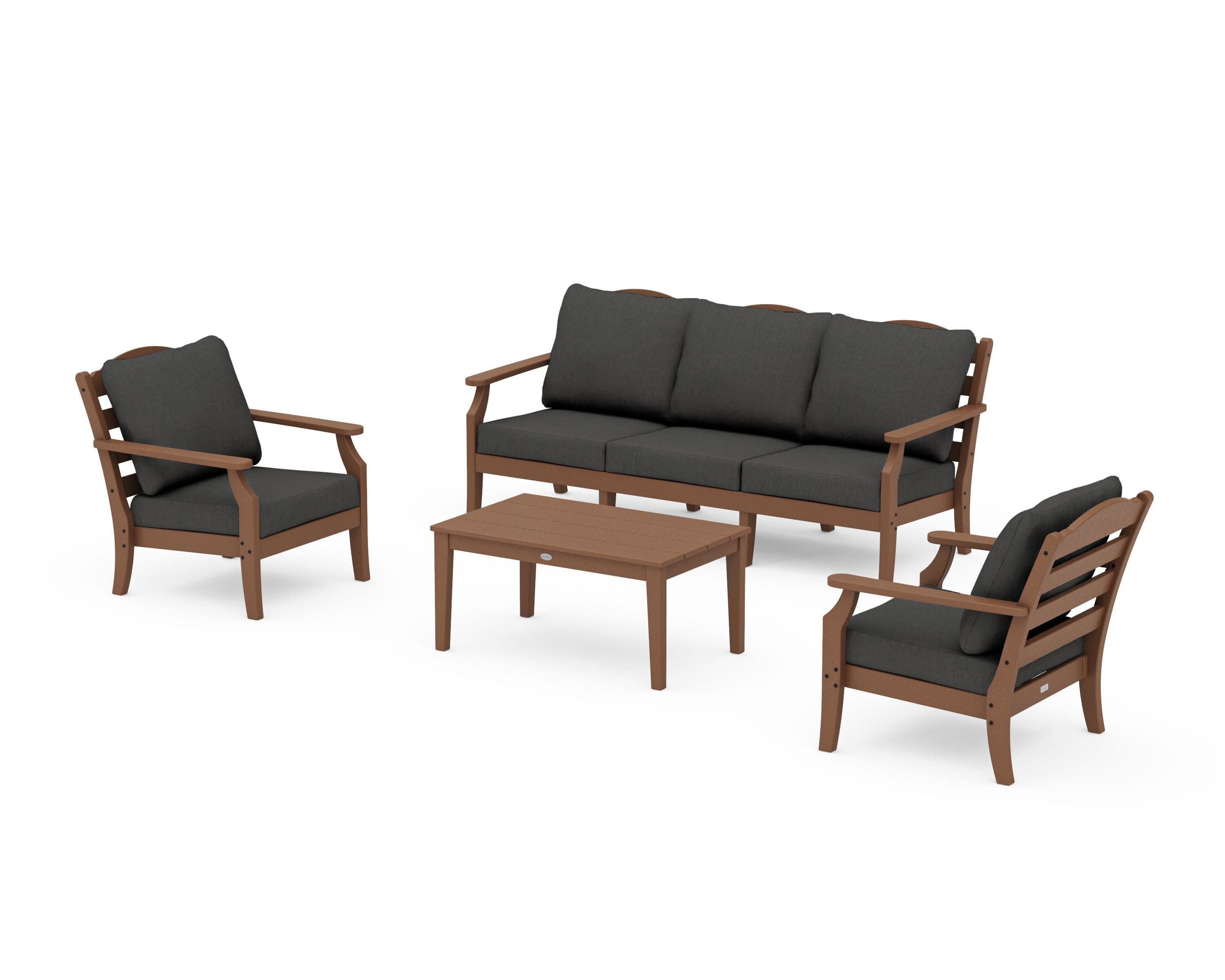 Savannah 4-Piece Deep Seating Set with Sofa in Teak / Spectrum Carbon