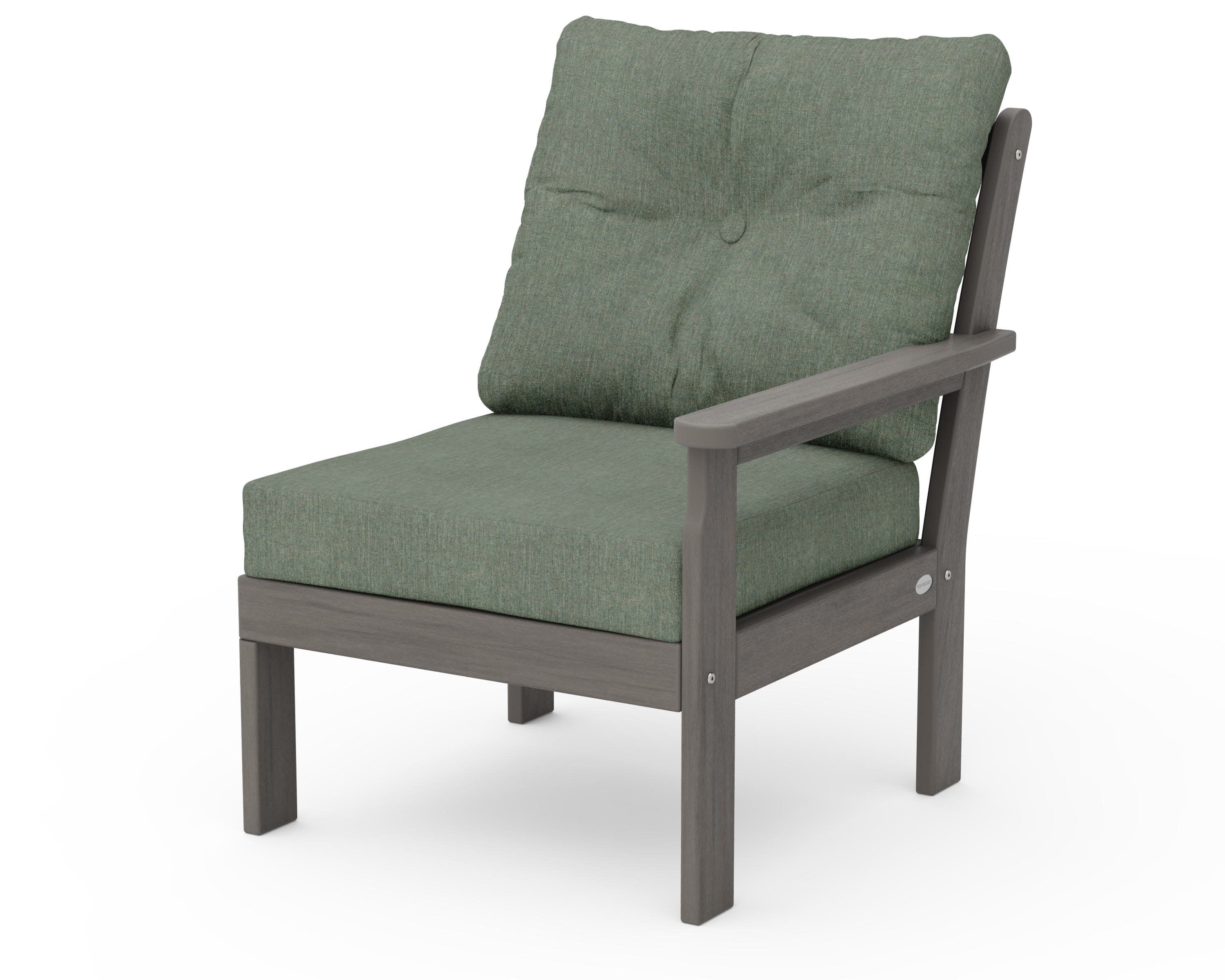 Vineyard Modular Right Arm Chair in Driftwood / Cast Sage