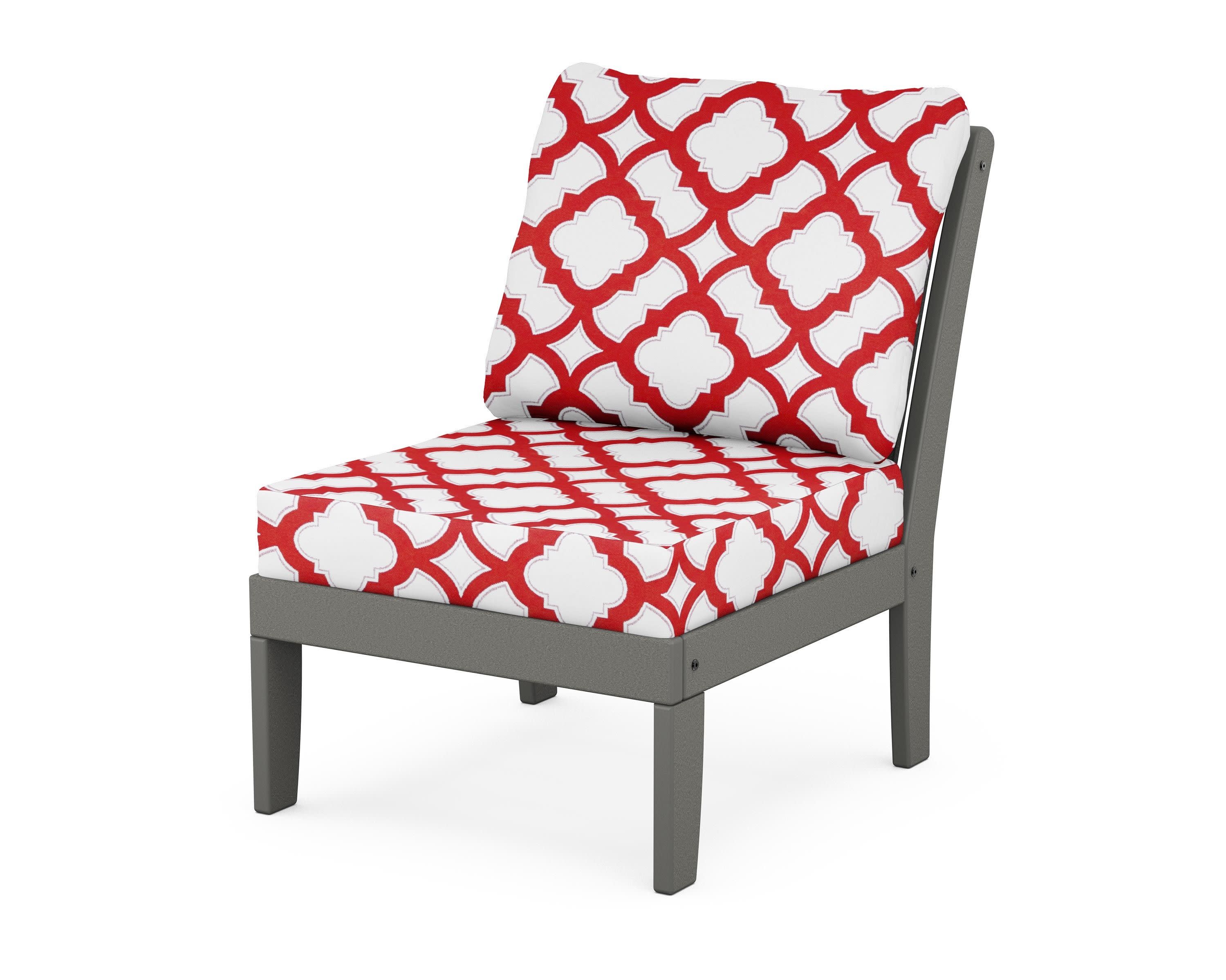 Braxton Modular Armless Chair in Slate Grey / Trellis Crimson
