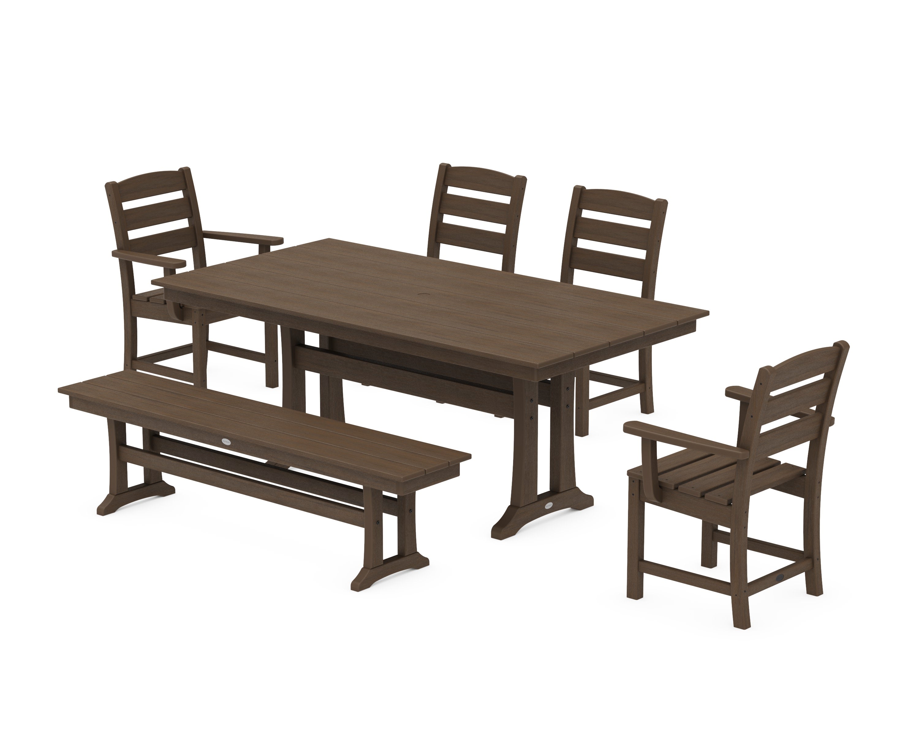 Lakeside 6-Piece Farmhouse Dining Set With Trestle Legs in Kona