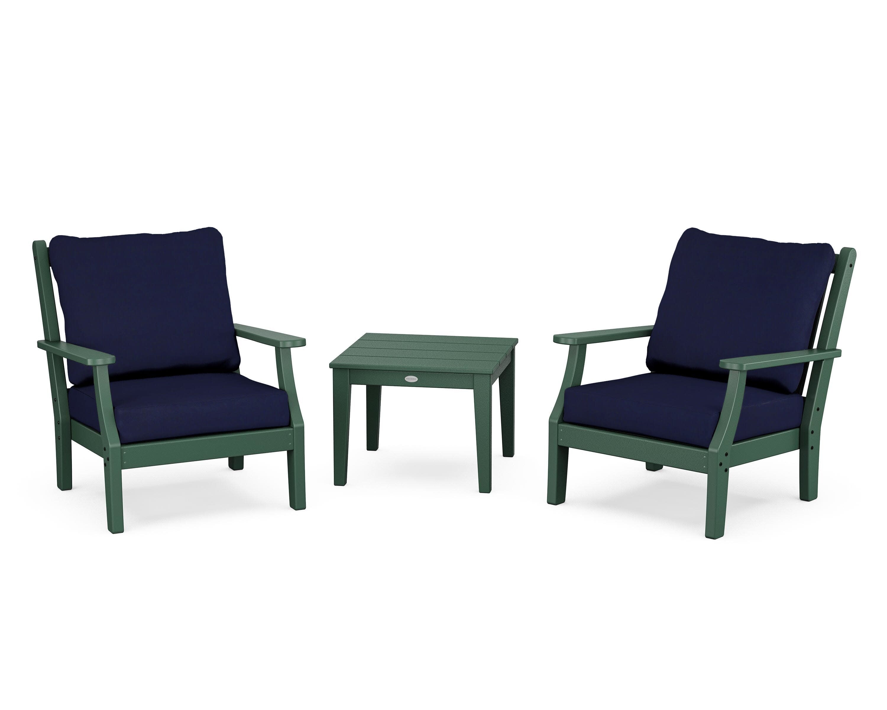 Wovendale 3-Piece Deep Seating Set in Green / Navy