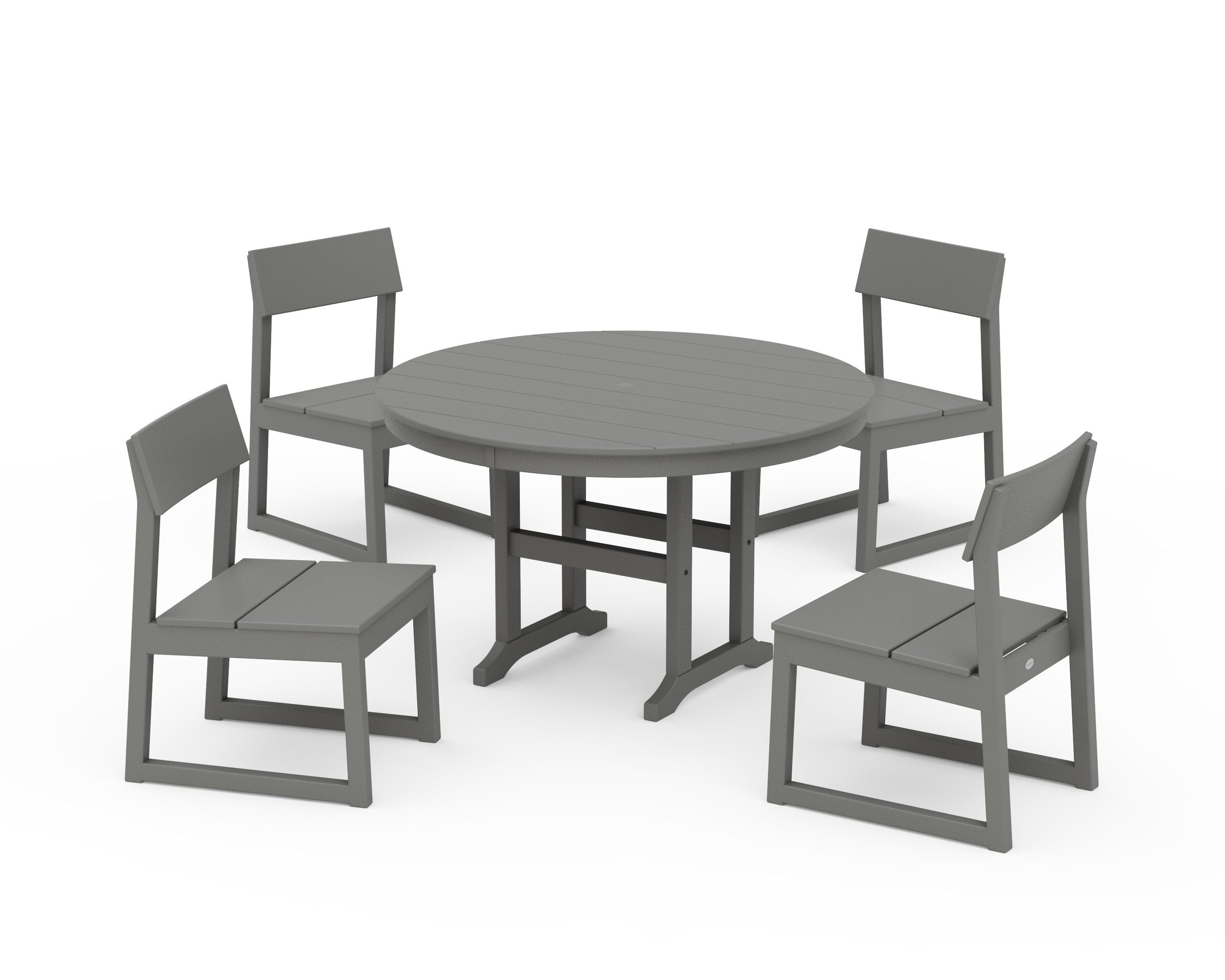 EDGE Side Chair 5-Piece Round Farmhouse Dining Set in Slate Grey