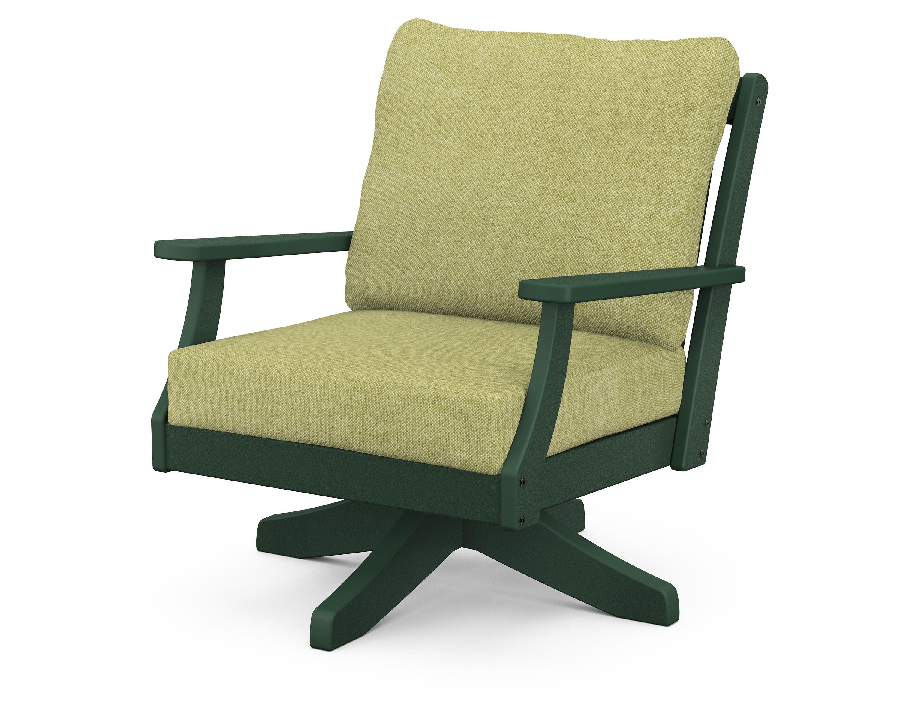Braxton Deep Seating Swivel Chair in Green / Chartreuse Boucle
