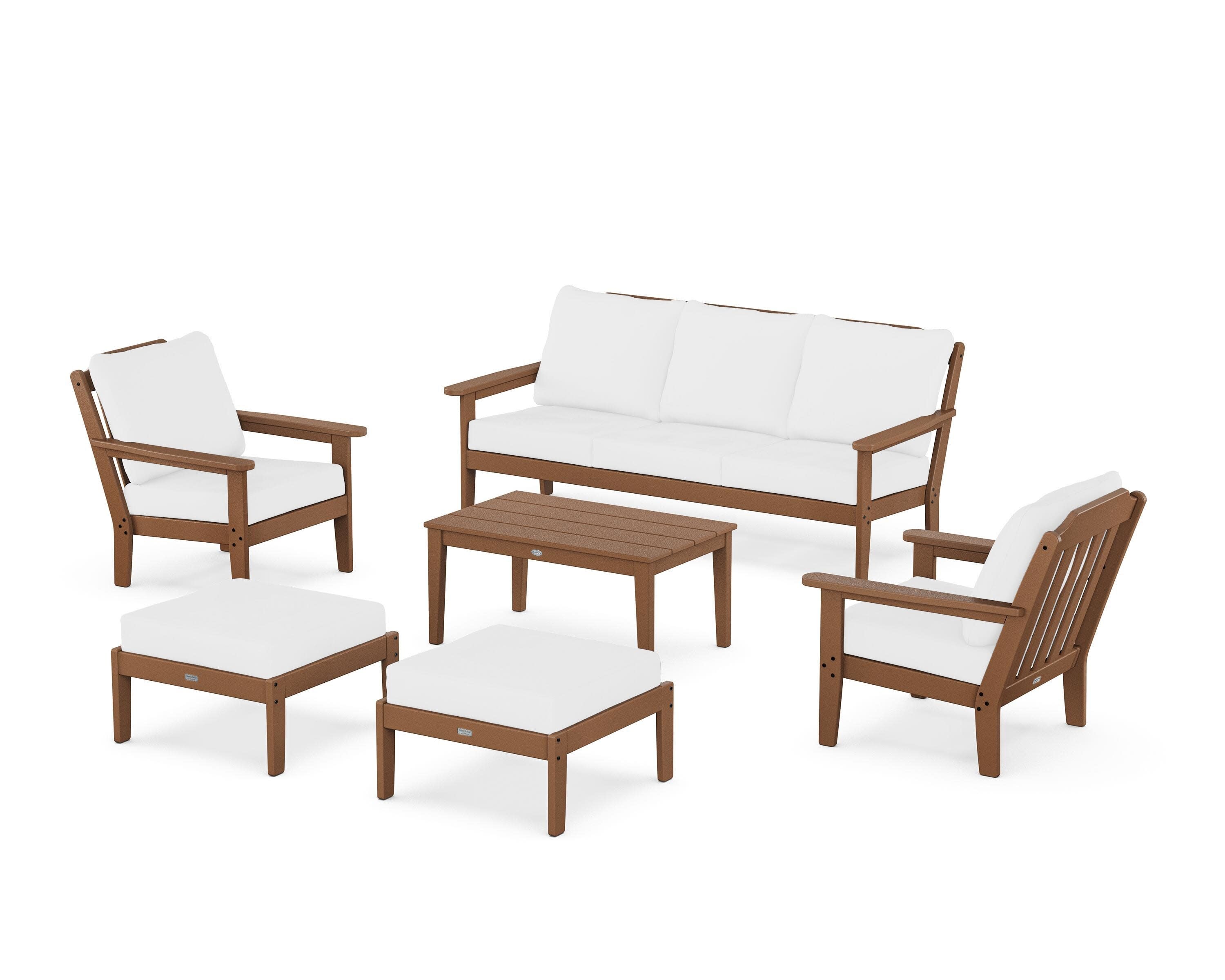 Cottage 6-Piece Lounge Sofa Set in Teak / Natural