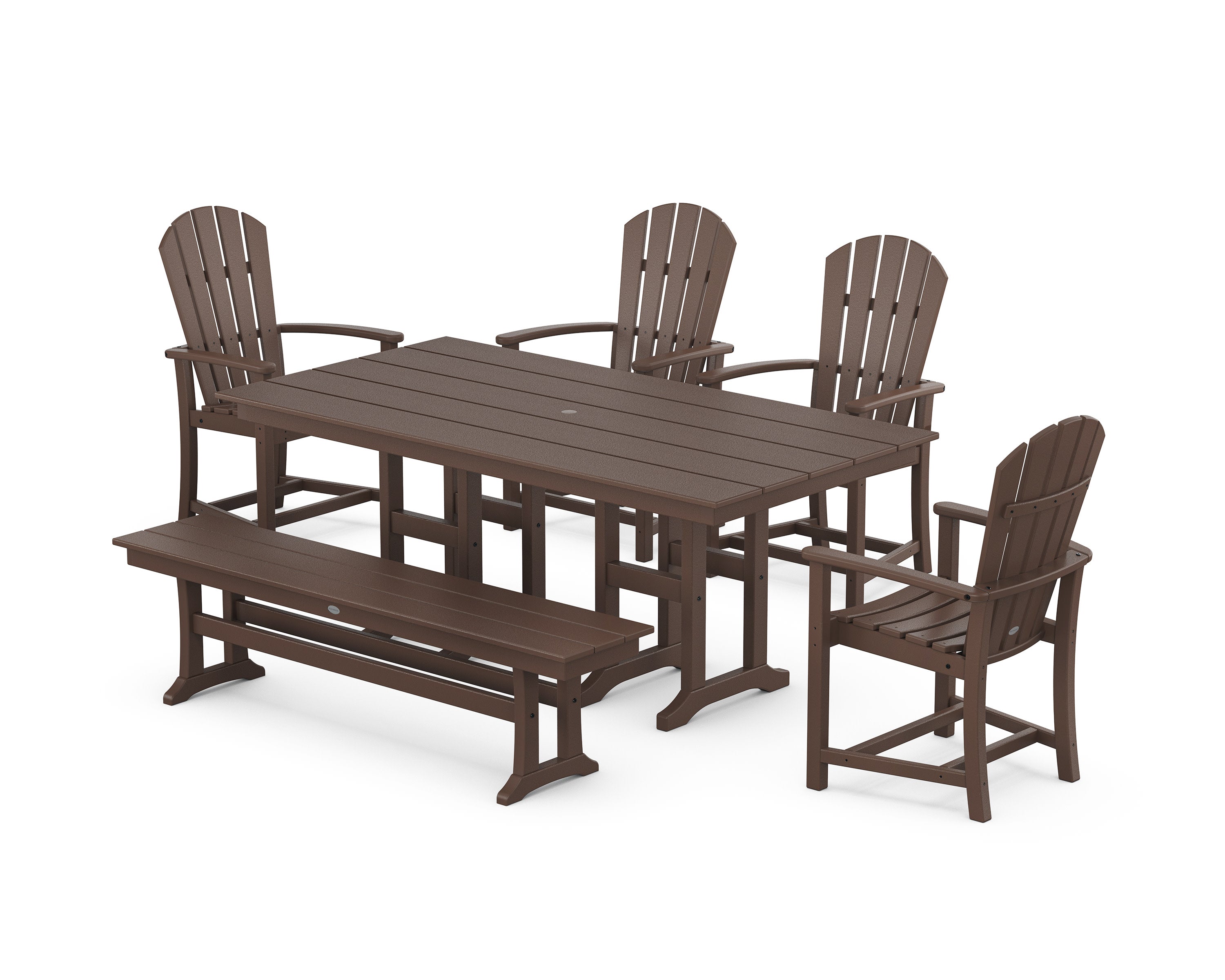 Palm Coast 6-Piece Farmhouse Dining Set with Bench in Mahogany