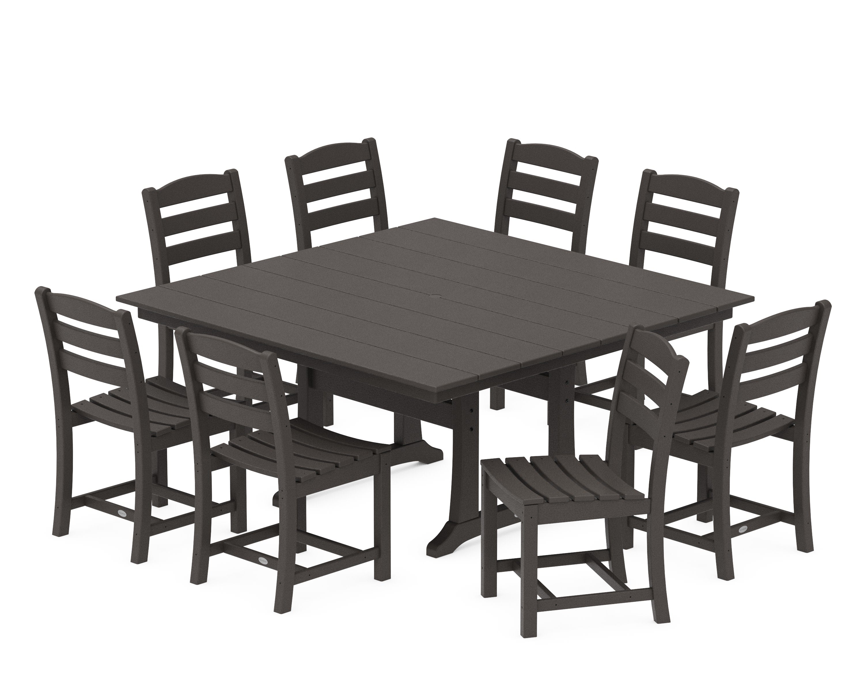 La Casa Caf 9-Piece Farmhouse Trestle Dining Set in Vintage Coffee