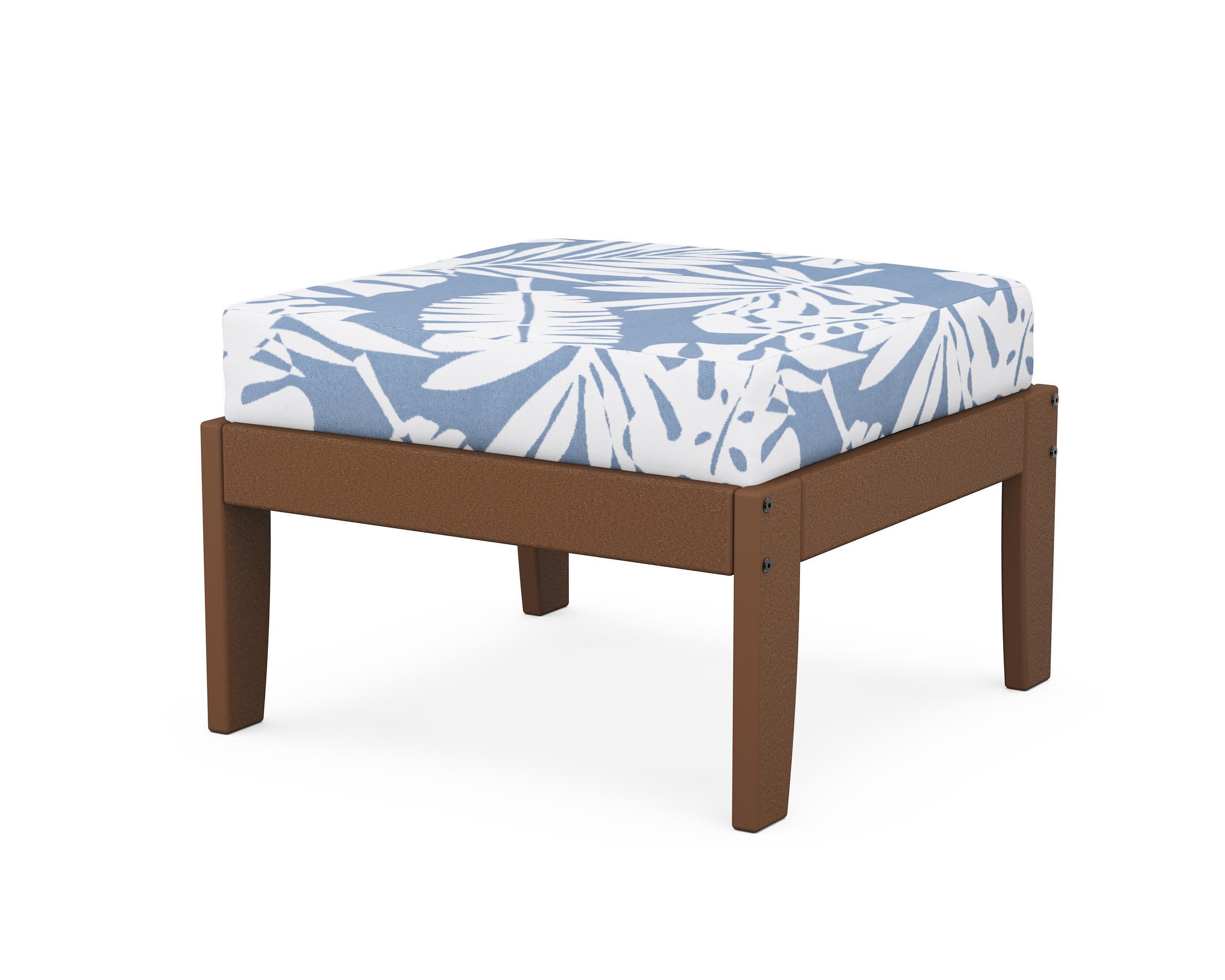 Modular Ottoman - Classic in Teak / Leaf Sky Blue