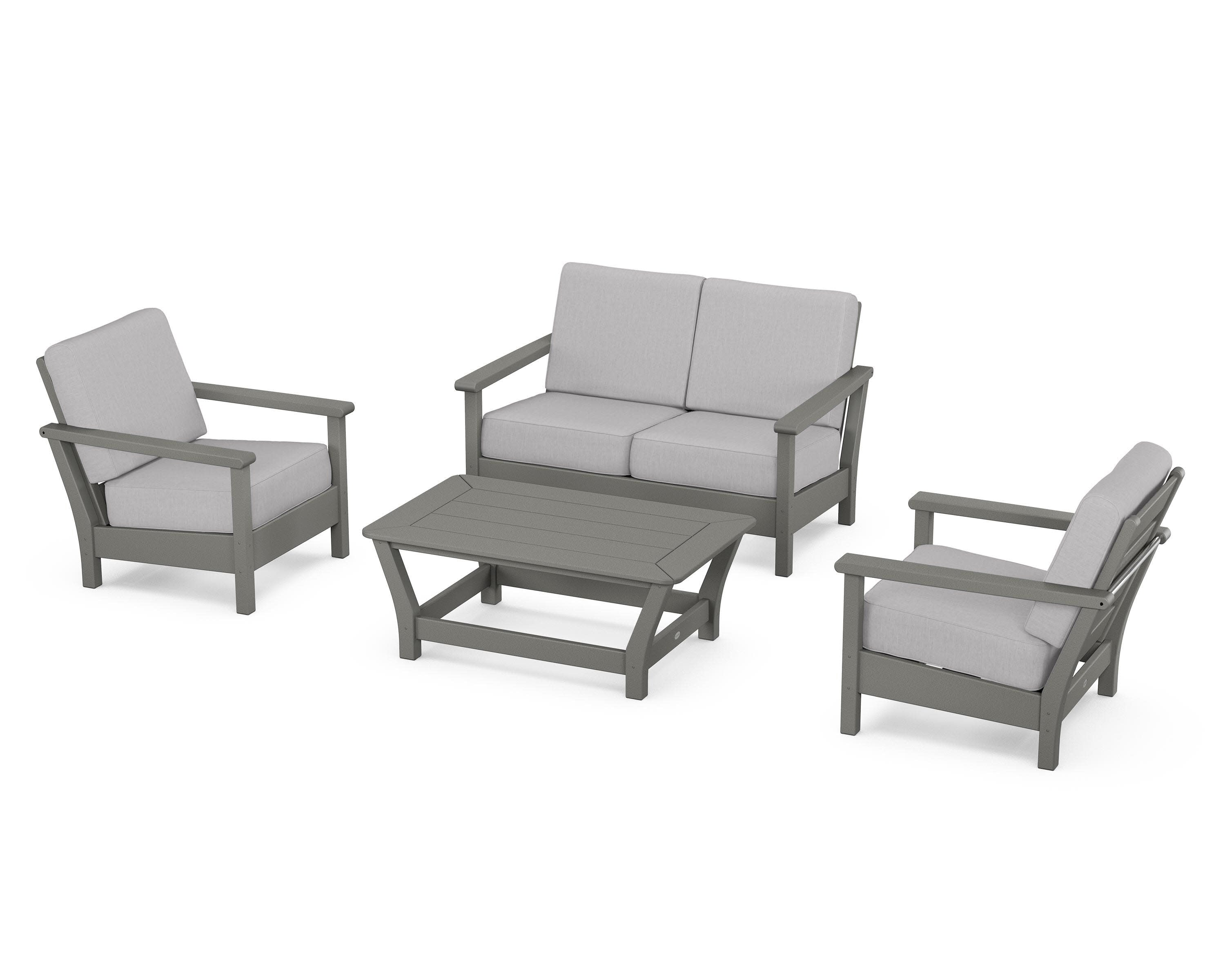 Harbour 4-Piece Deep Seating Set in Slate Grey / Granite