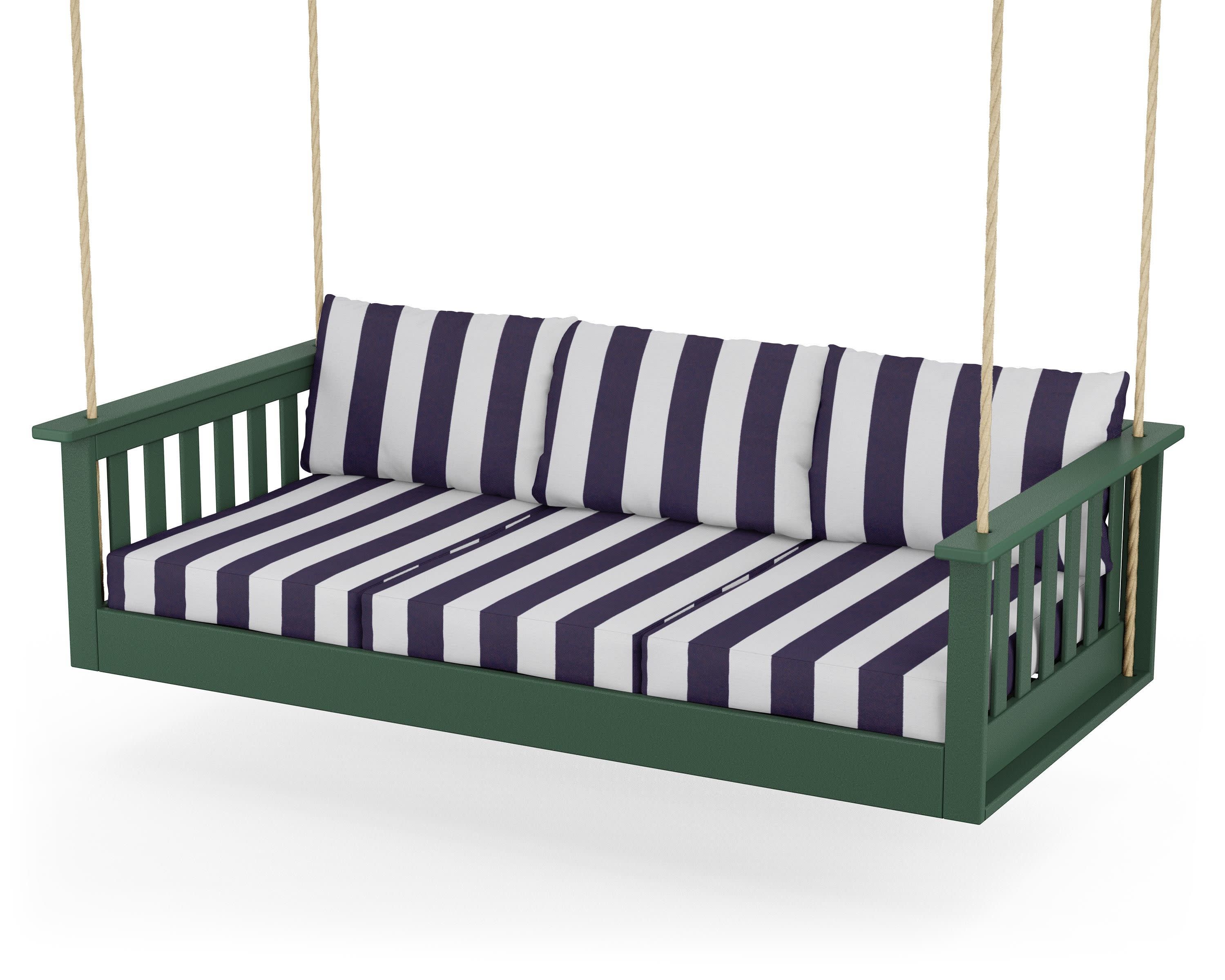 Vineyard Daybed Swing in Green / Cabana Stripe Navy