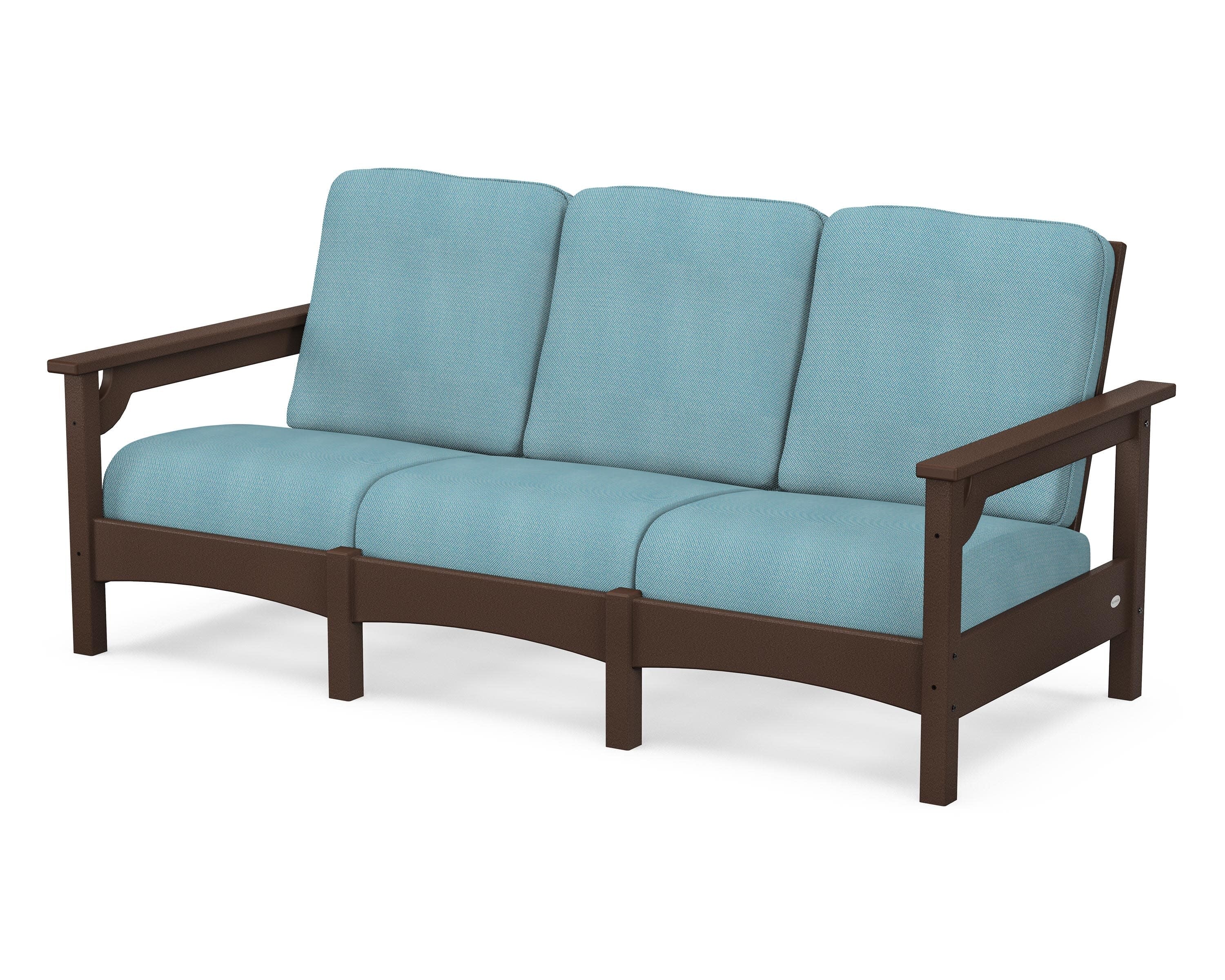 Club Sofa in Mahogany / Lattice Sky Blue