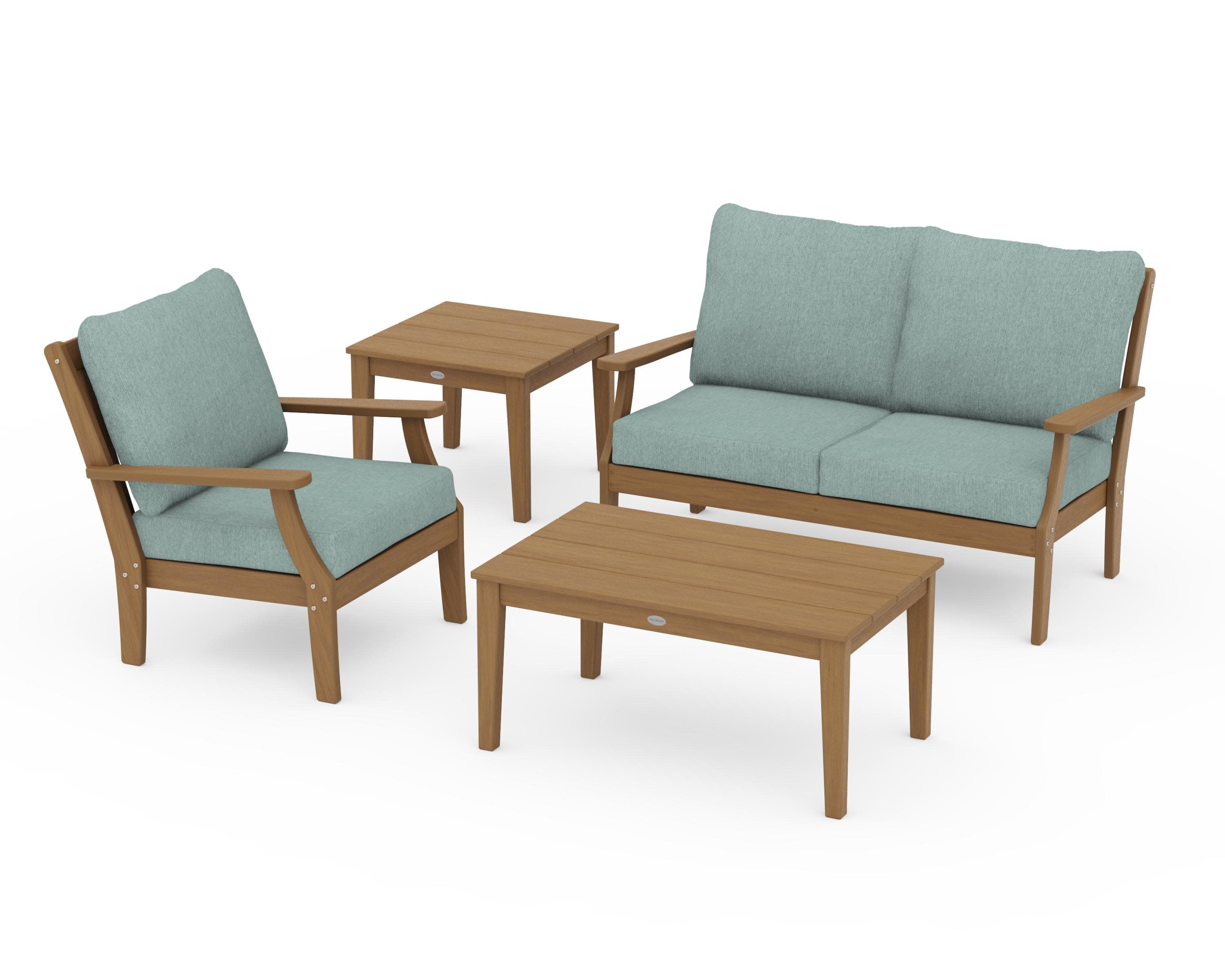 Braxton 4-Piece Deep Seating Set in Natural / Glacier Spa