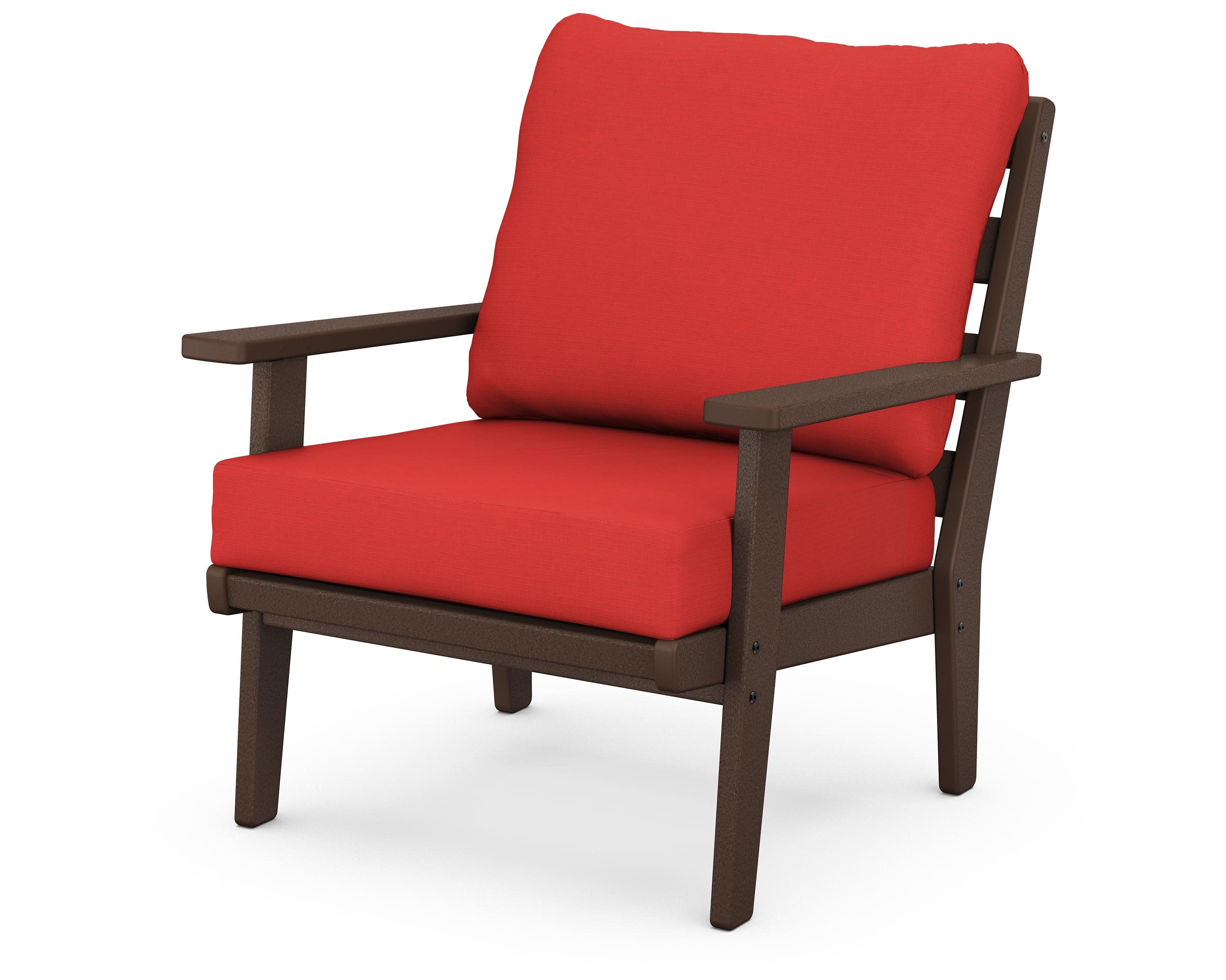 Grant Park Deep Seating Chair in Mahogany / Crimson Linen