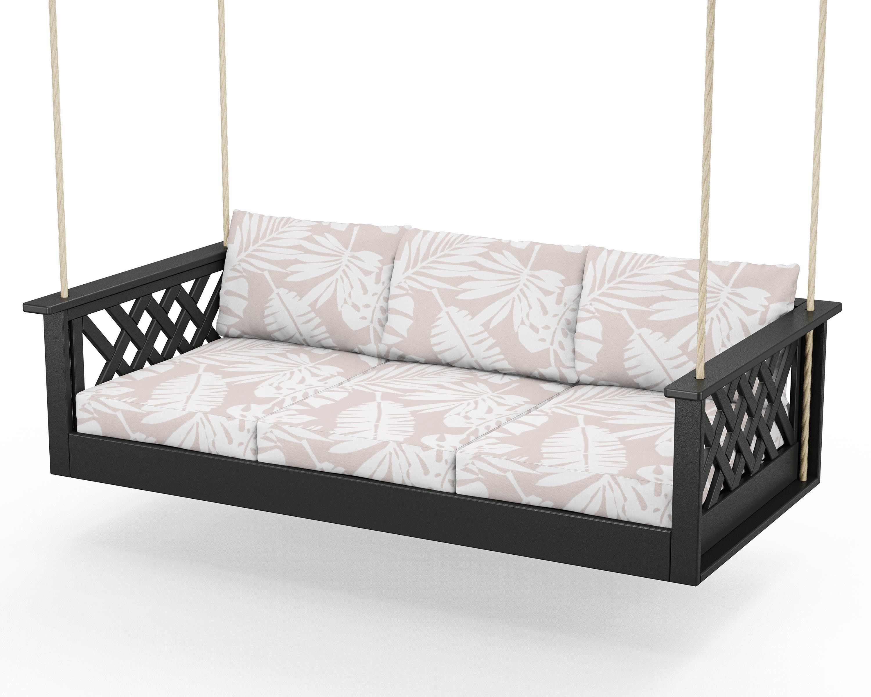Wovendale Daybed Swing in Black / Leaf Dune Burlap