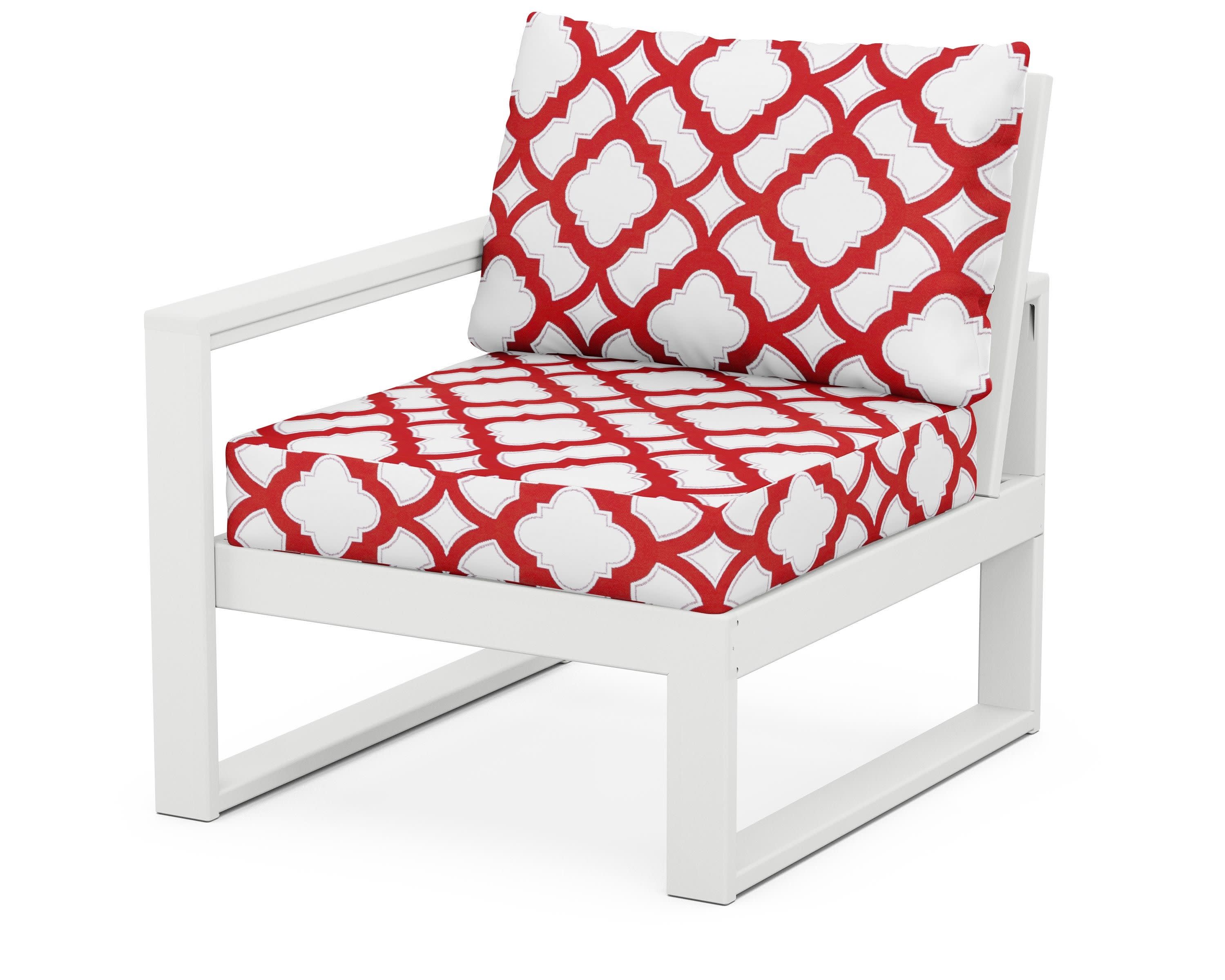 EDGE Modular Left Arm Chair in White / Trellis Crimson