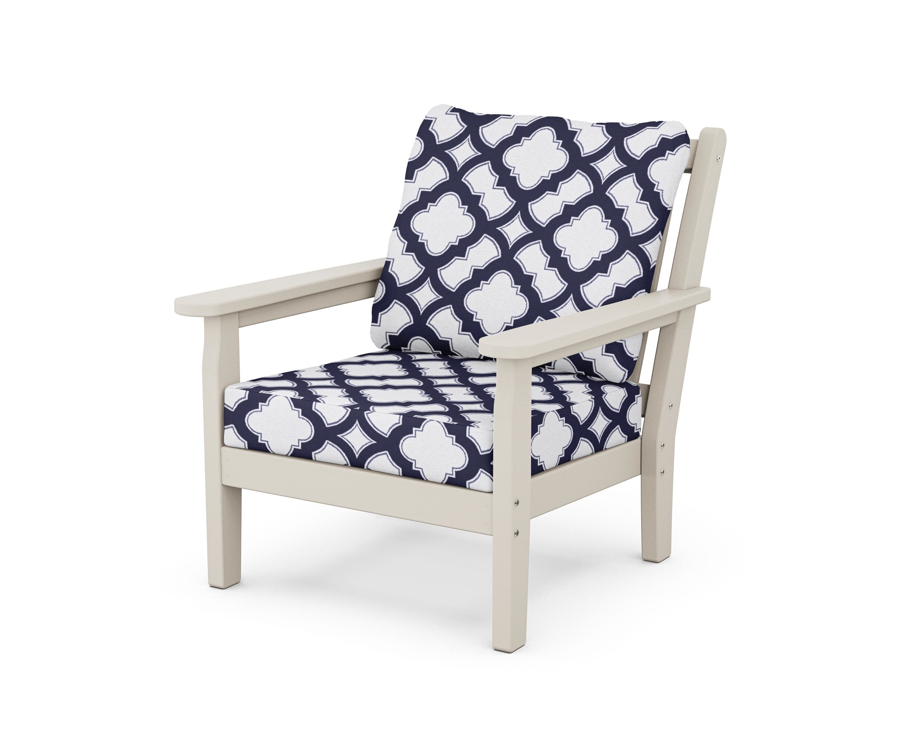 Chippendale Deep Seating Chair in Sand / Trellis Navy