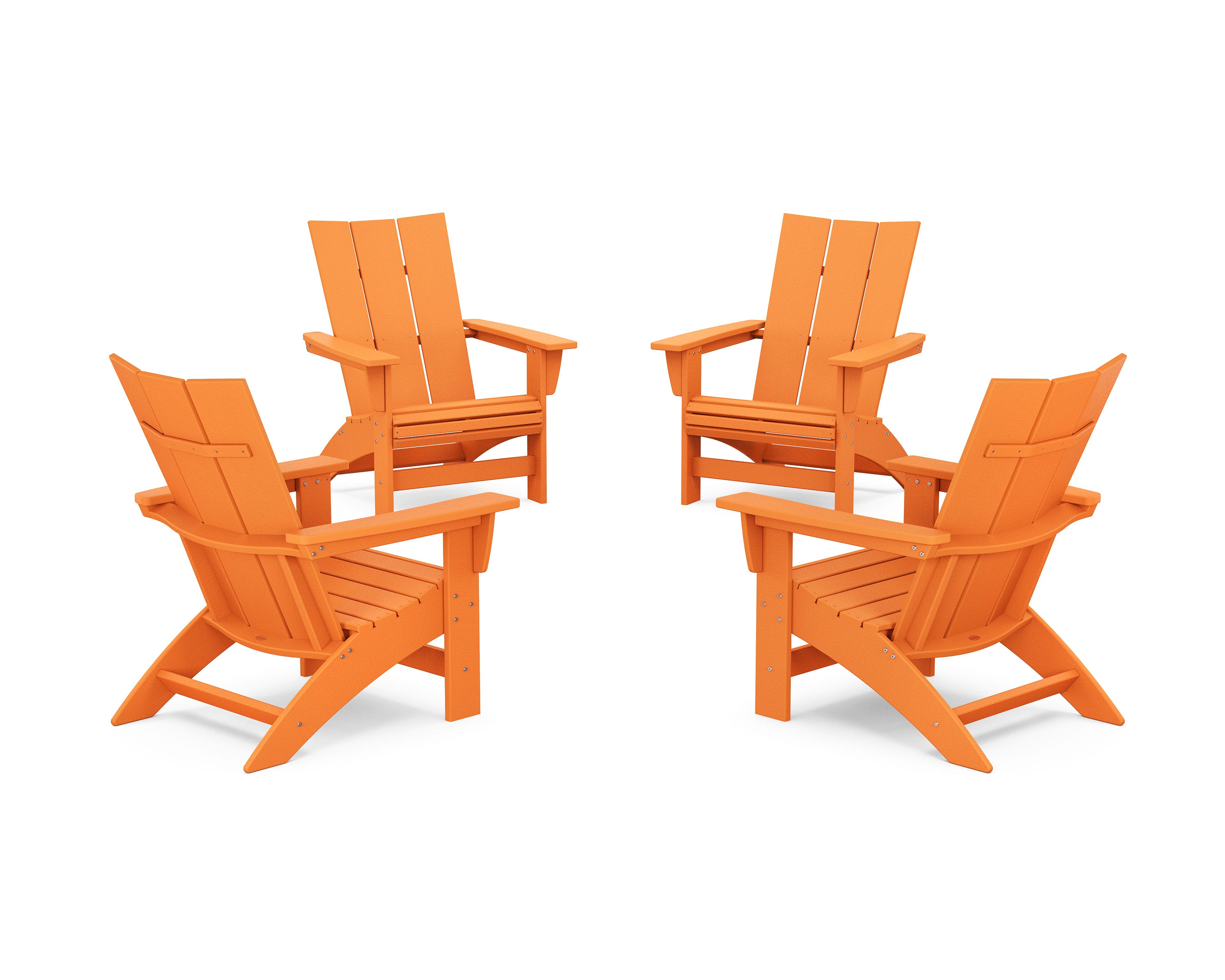 4-Piece Modern Grand Adirondack Chair Conversation Set in Tangerine