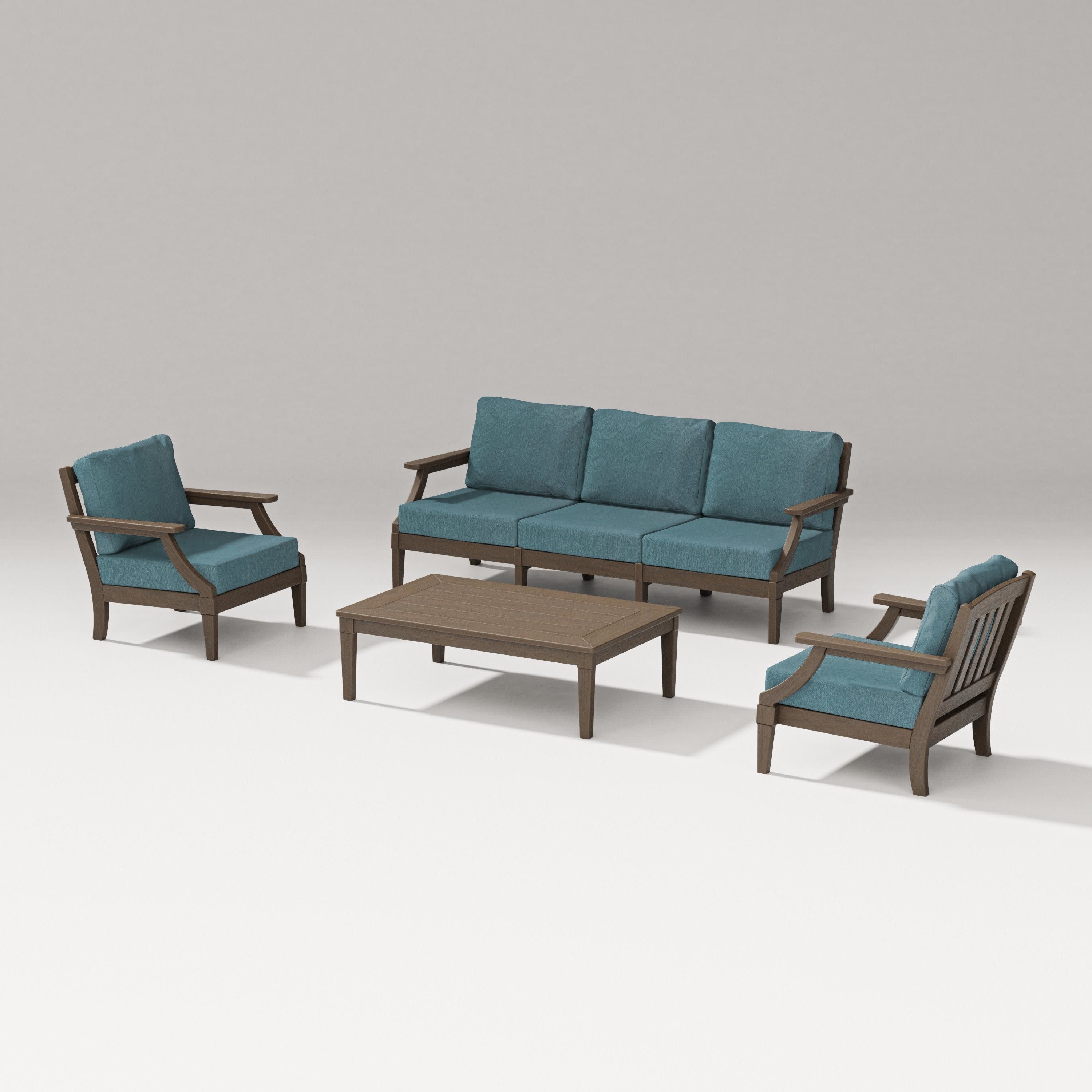 Estate 4-Piece Lounge Sofa Set in Kona / Ocean Teal