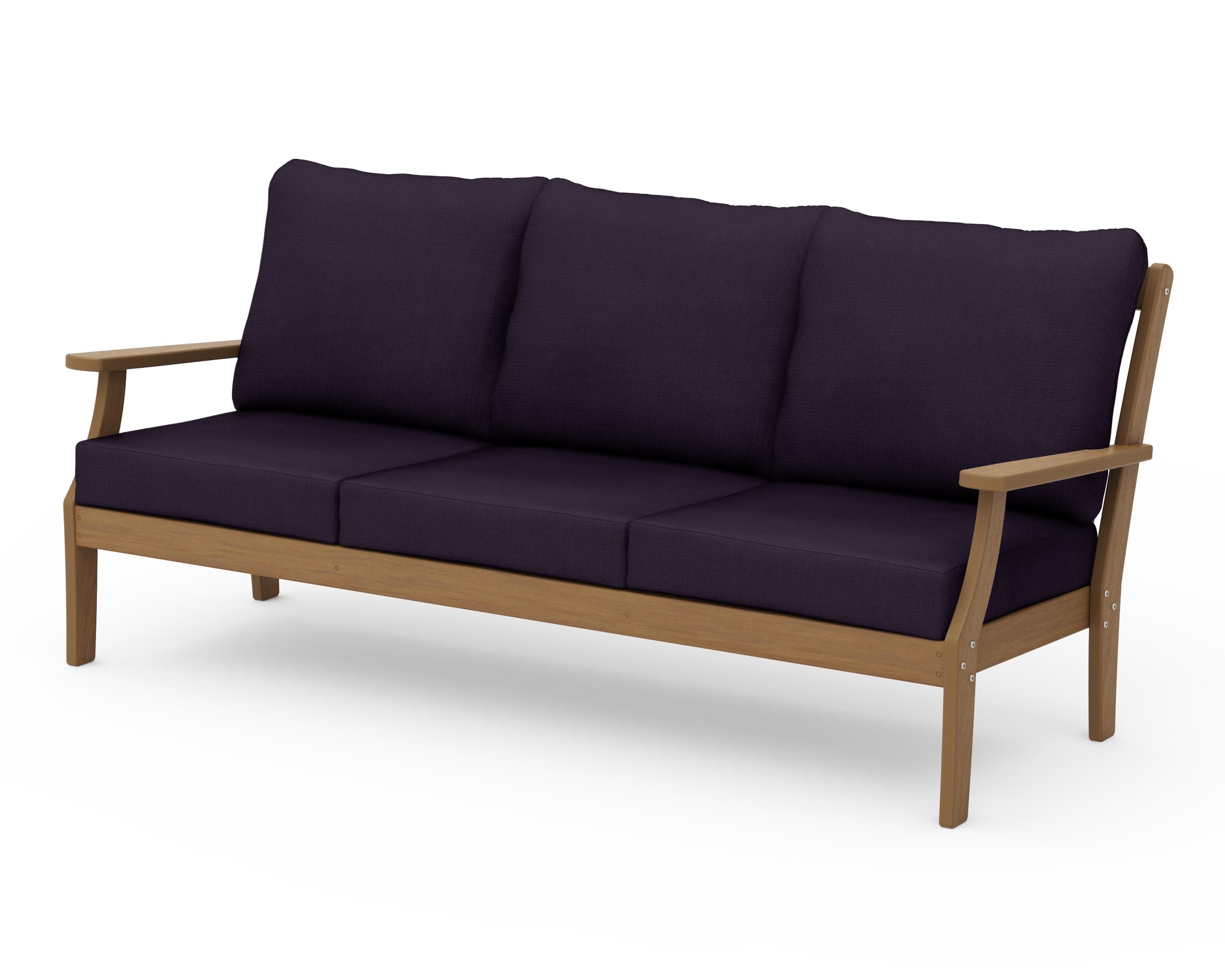 Braxton Deep Seating Sofa in Natural / Navy Linen