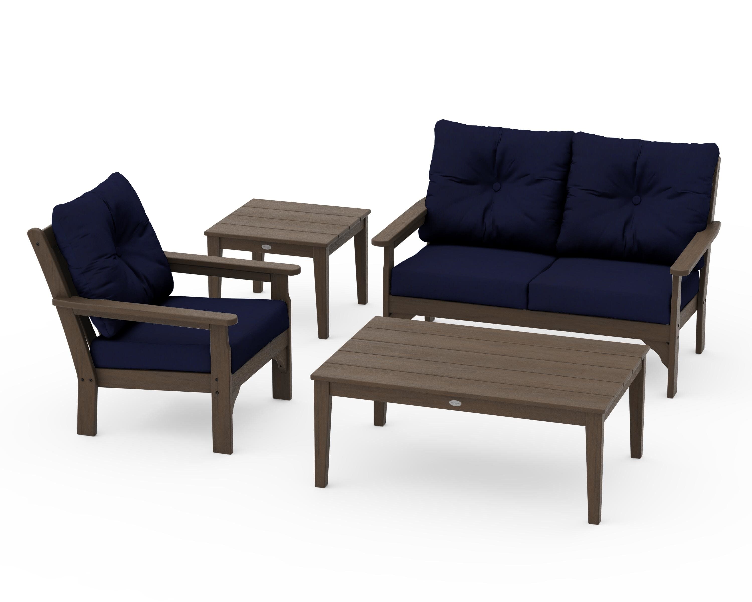 Vineyard 4-Piece Deep Seating Set in Kona / Navy