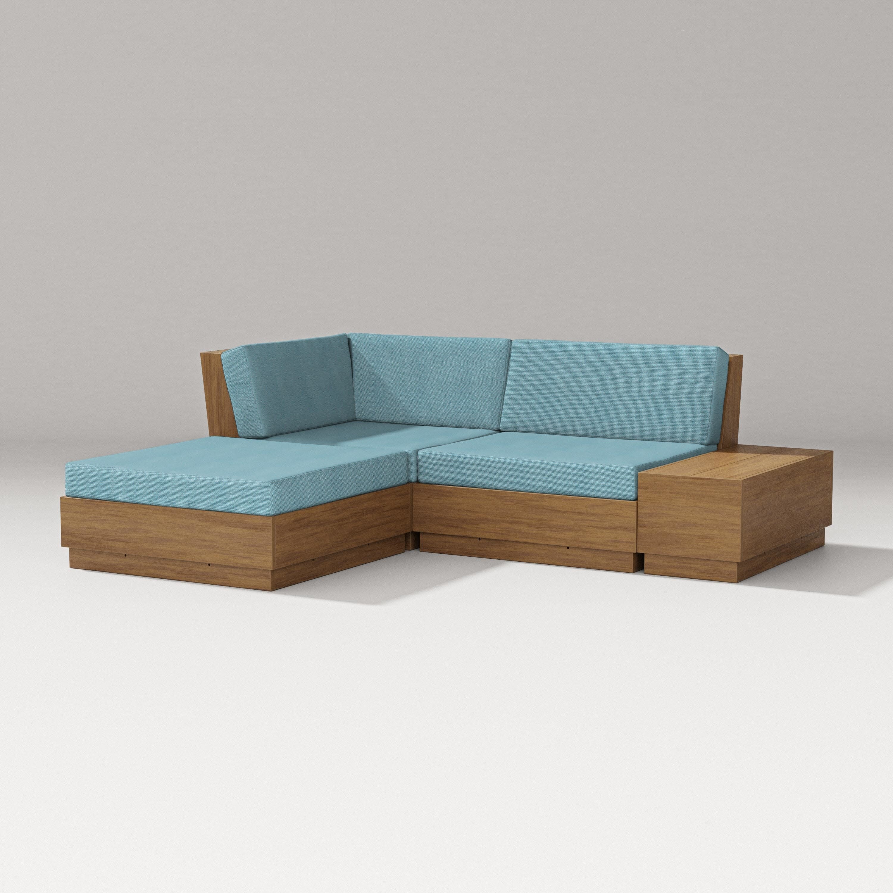 Elevate Loveseat Sectional with Chaise in Natural / Lattice Sky Blue