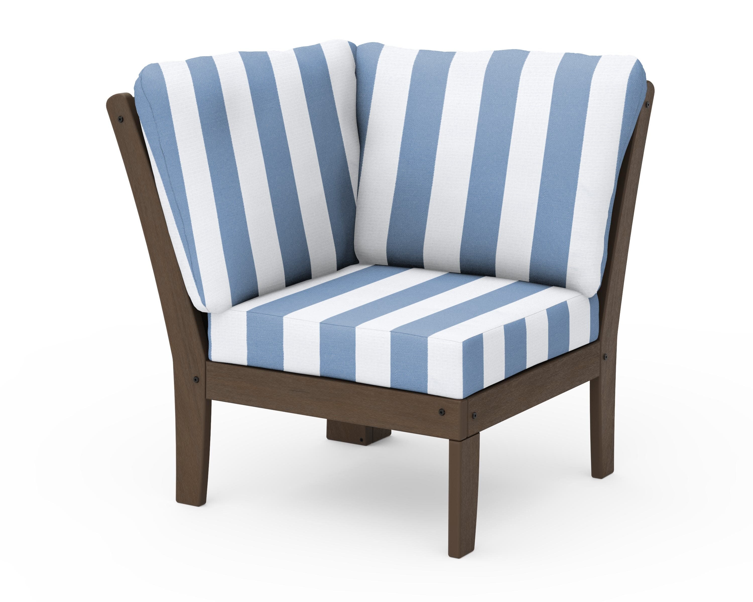 Braxton Modular Corner Chair in Kona / Cabana Stripe Sky Blue