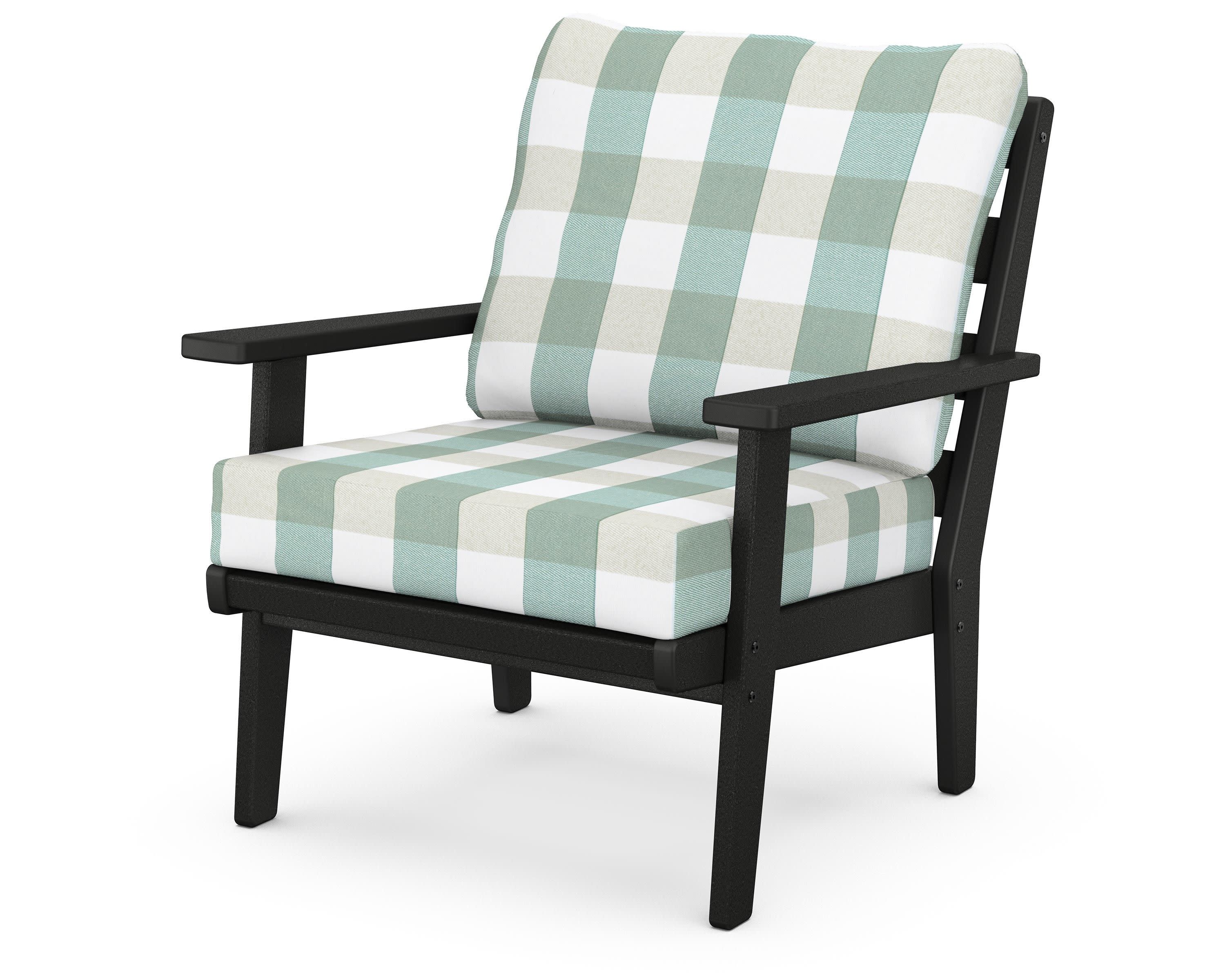 Grant Park Deep Seating Chair in Black / Buffalo Plaid Glacier Spa