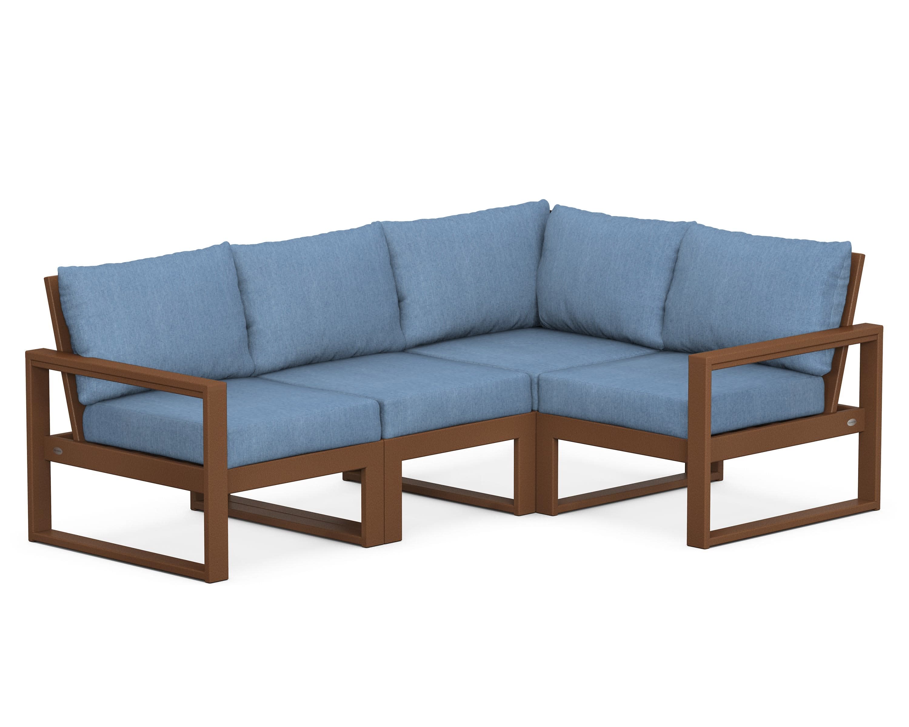 EDGE 4-Piece Modular Deep Seating Set in Teak / Sky Blue